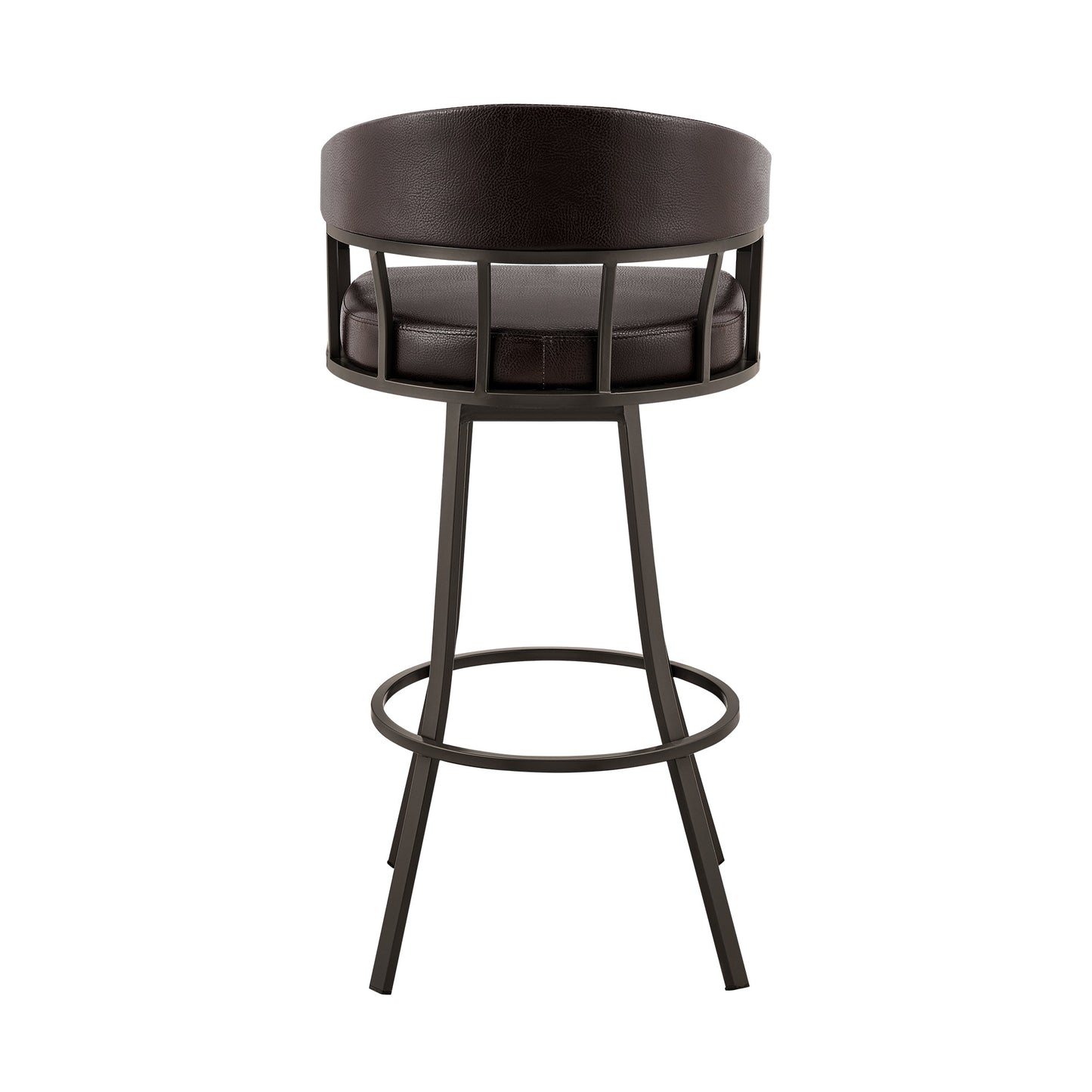 Valerie Swivel Faux Leather and Metal Bar Stool