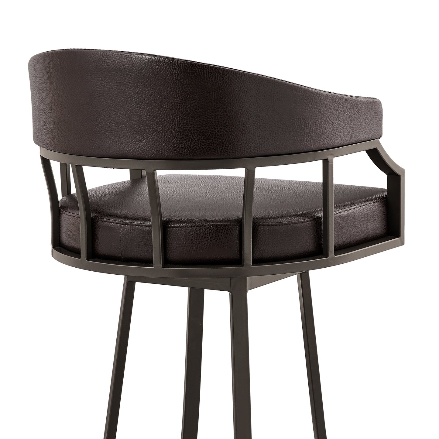 Valerie Swivel Faux Leather and Metal Bar Stool