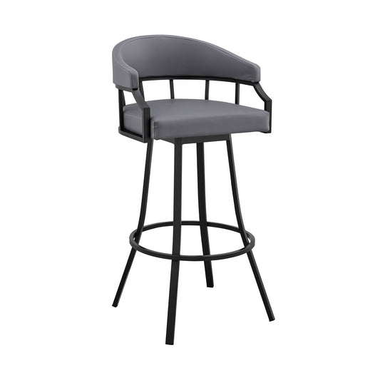 Valerie Swivel Faux Leather and Metal Bar Stool