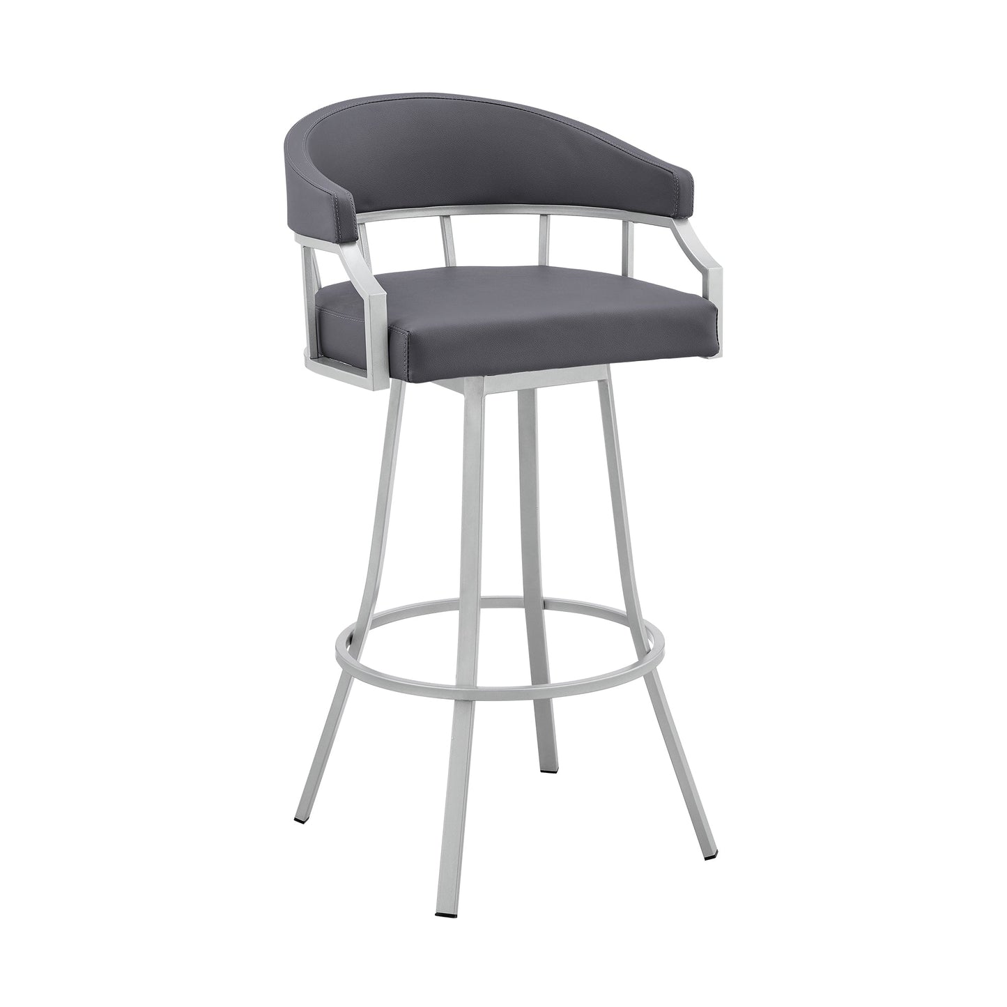 Valerie Swivel Faux Leather and Metal Bar Stool