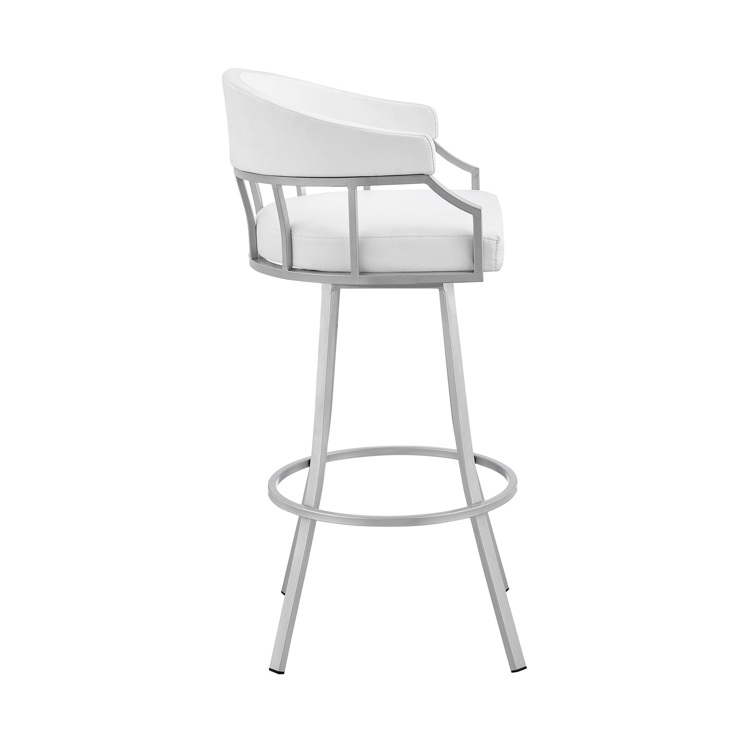 Valerie Swivel Faux Leather and Metal Bar Stool