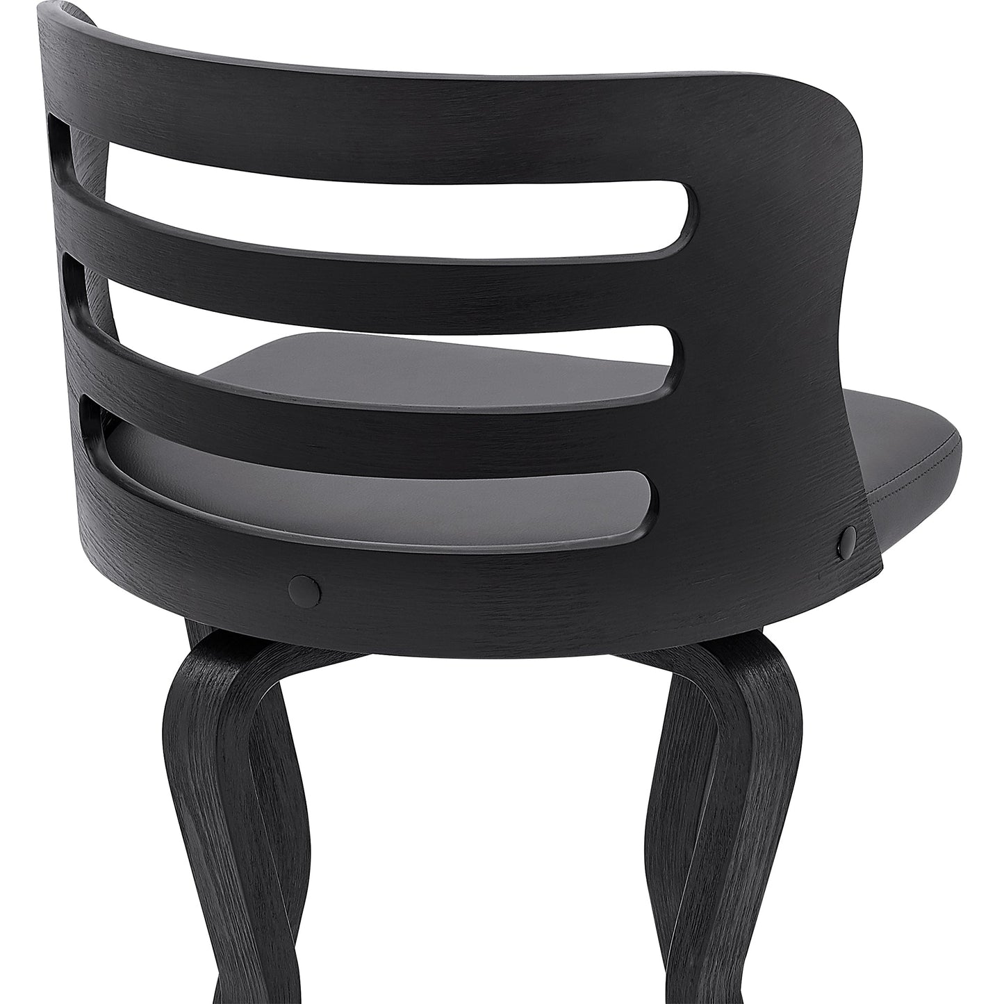 Verne Swivel Gray Faux Leather Bar Stool with Wood Base