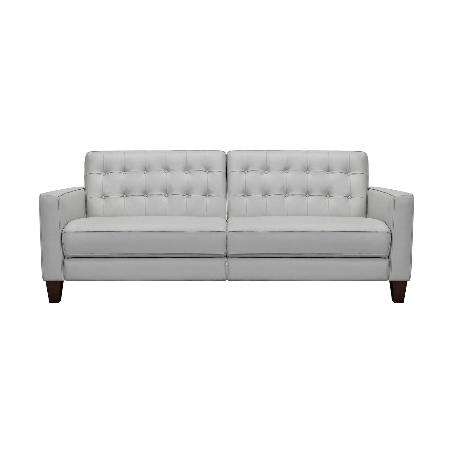 Wesley 81" Dove Gray Genuine Leather Power Footrest Tuxedo Arm Sofa