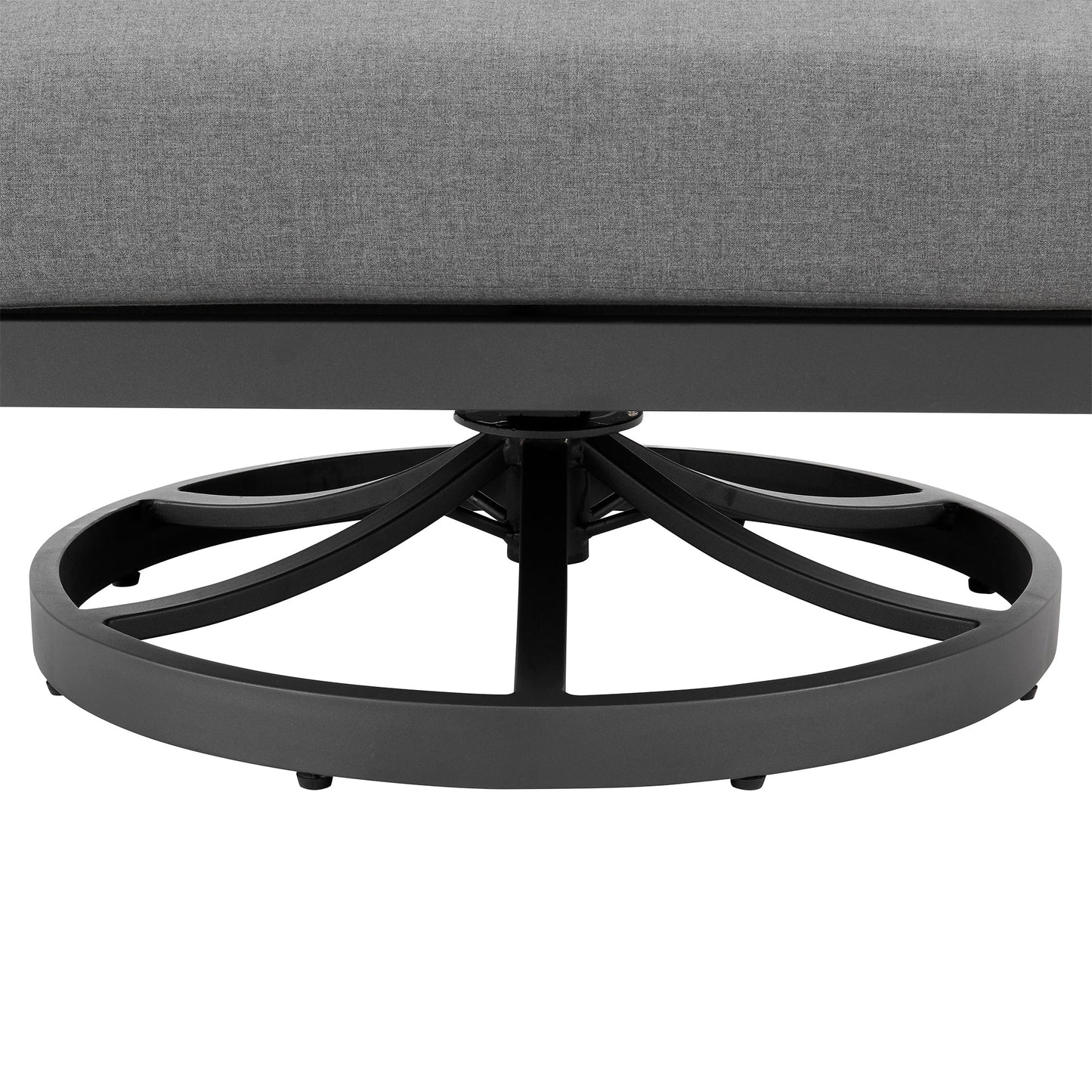 Zella Outdoor Patio Swivel Armchair in Aluminum with Light Gray Rope and Earl Gray Cushions