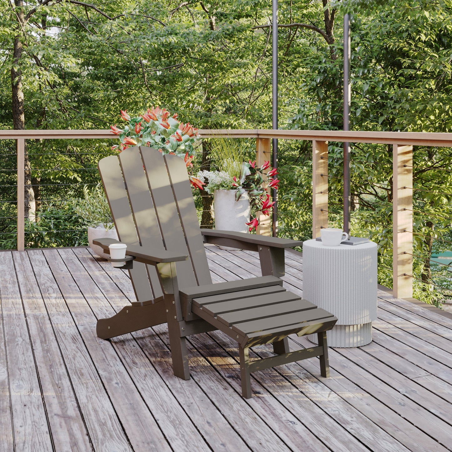 Brown Ottoman Chair-Cupholder LE-HMP-1044-110-BR-GG