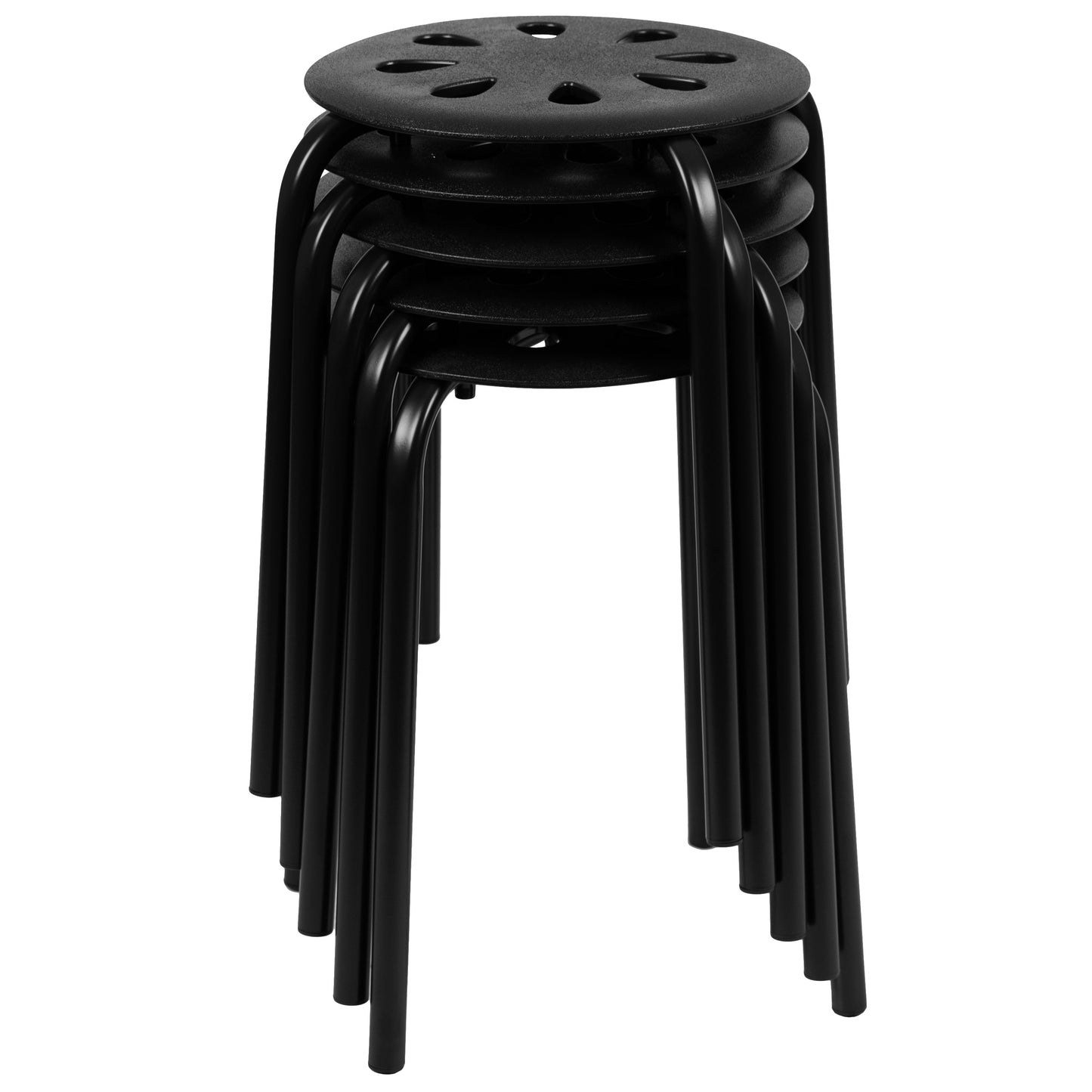 5PK Black 17.5"H Stack Stools LE-S1-BLACK-GG