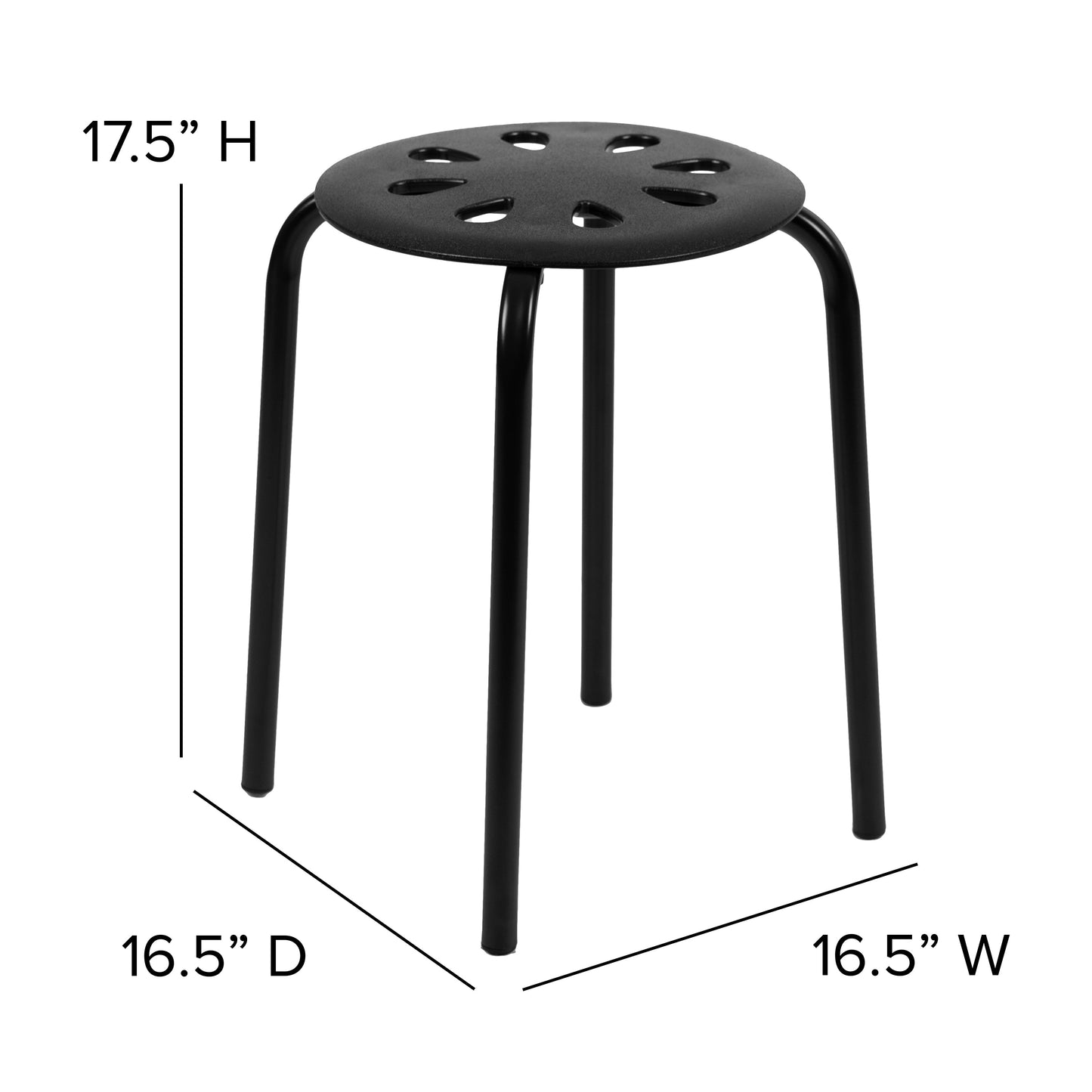 5PK Black 17.5"H Stack Stools LE-S1-BLACK-GG