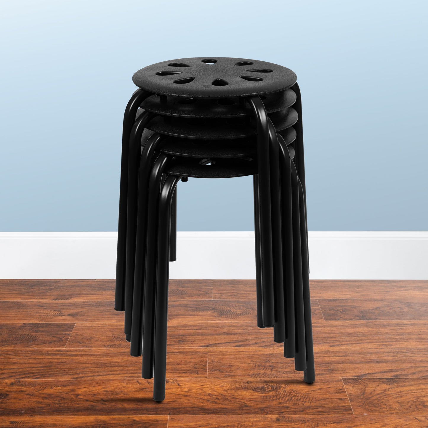 5PK Black 17.5"H Stack Stools LE-S1-BLACK-GG