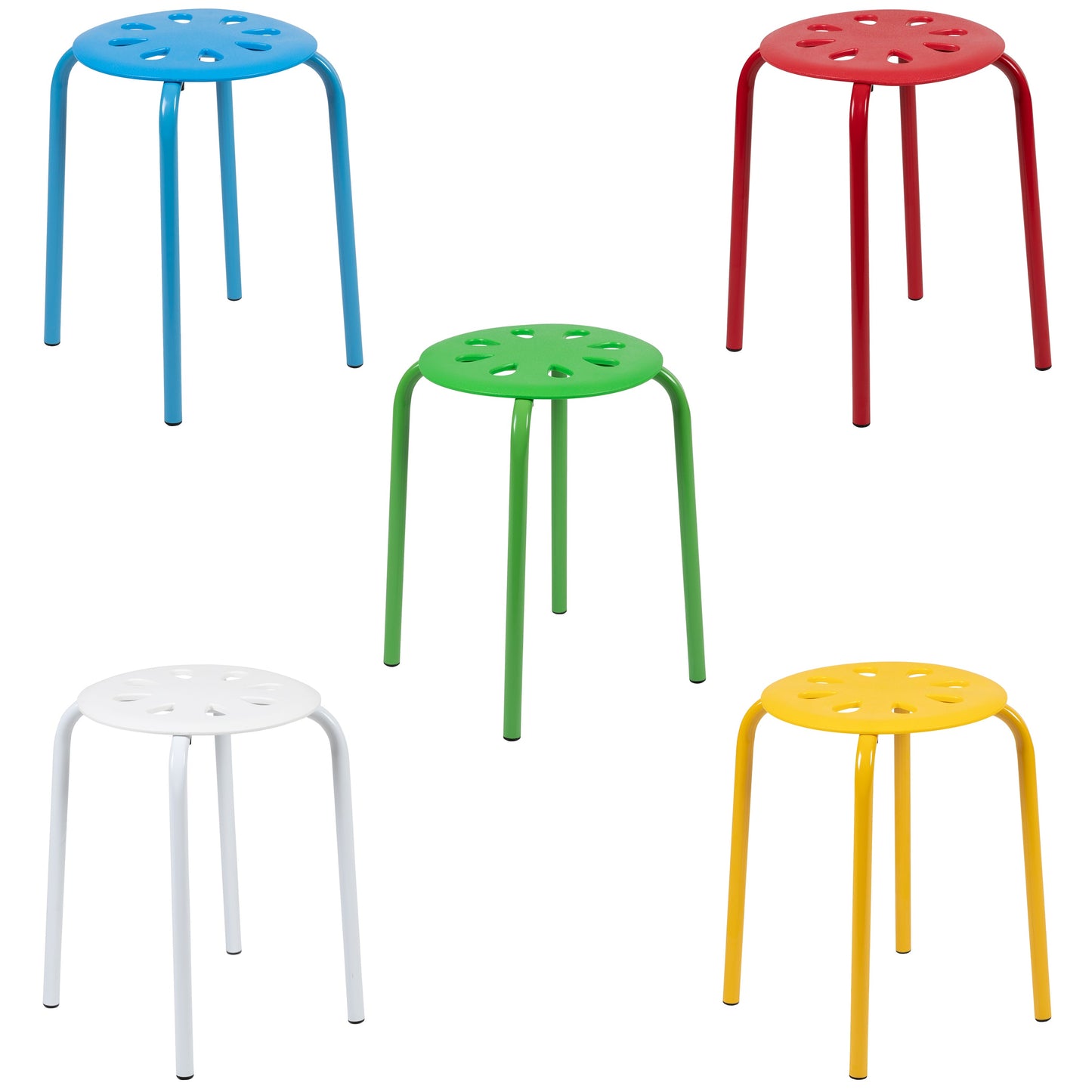 5PK Asstd. 17.5"H Stack Stools LE-S1-MC-GG