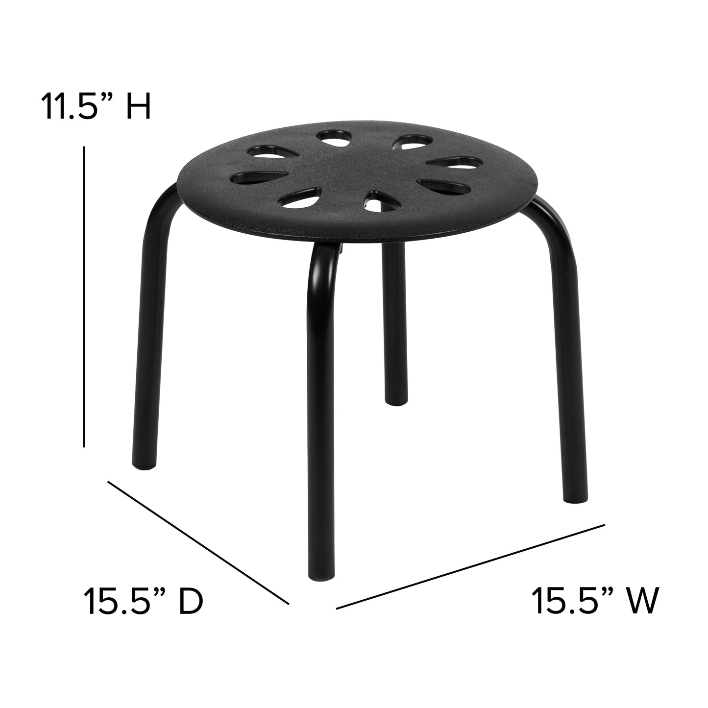 5PK Black 11.5"H Stack Stools LE-S2-BLACK-GG