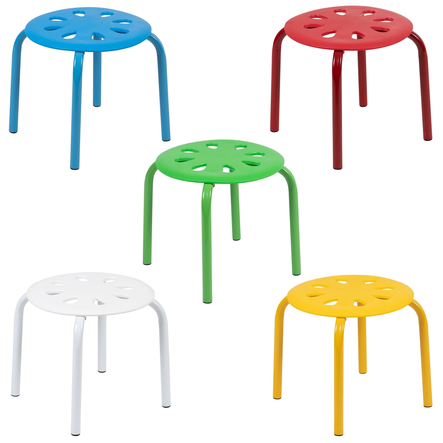 5PK Asstd. 11.5"H Stack Stools LE-S2-MC-GG