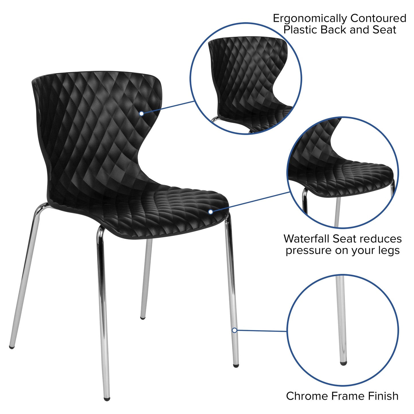 Black Plastic Stack Chair LF-7-07C-BLK-GG