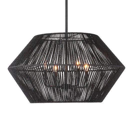 Uttermost Suva 4 Light Black Rope Pendant