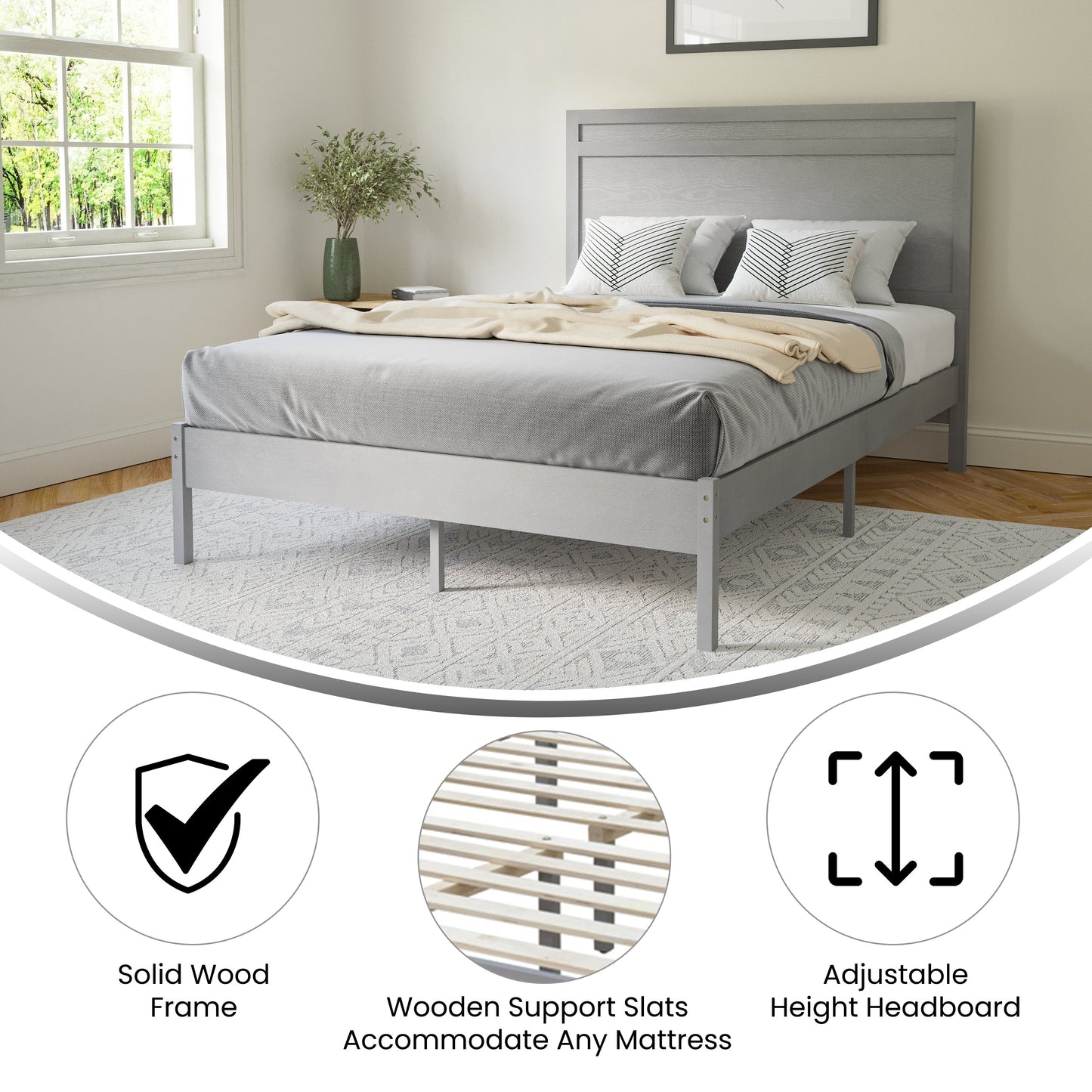 Wooden Platform Bed Collection - Full, King, Queen Sizes Available