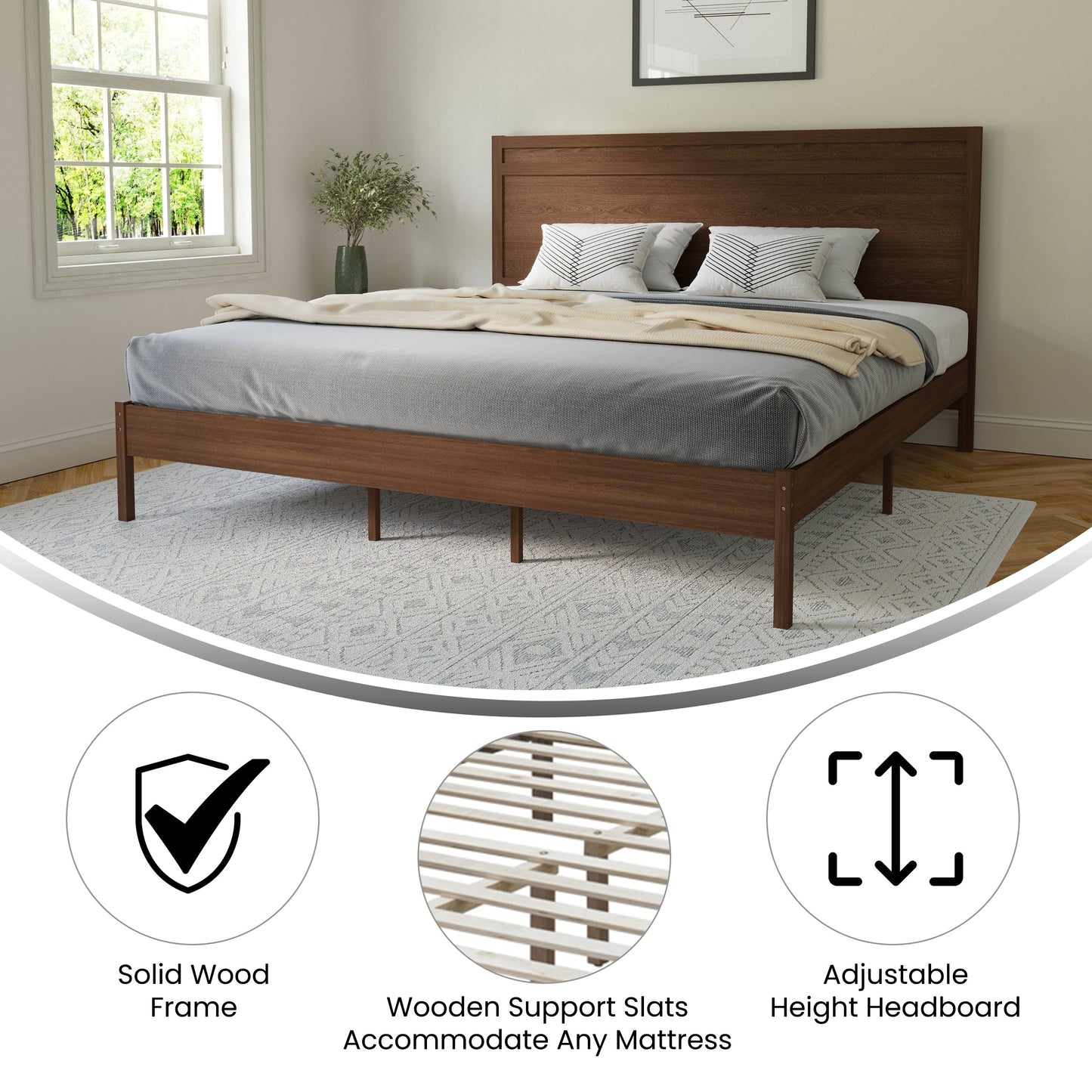 Wooden Platform Bed Collection - Full, King, Queen Sizes Available