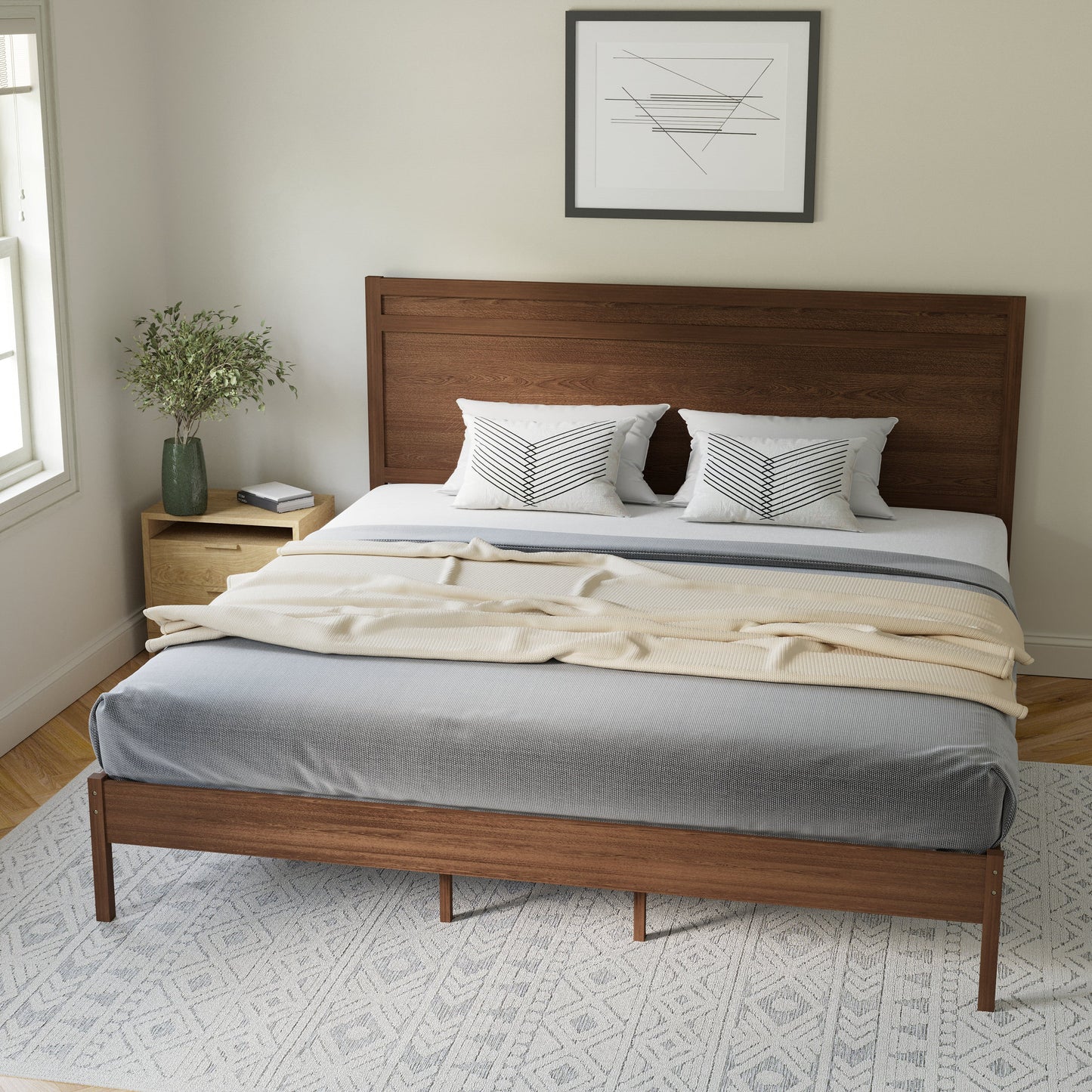 Wooden Platform Bed Collection - Full, King, Queen Sizes Available