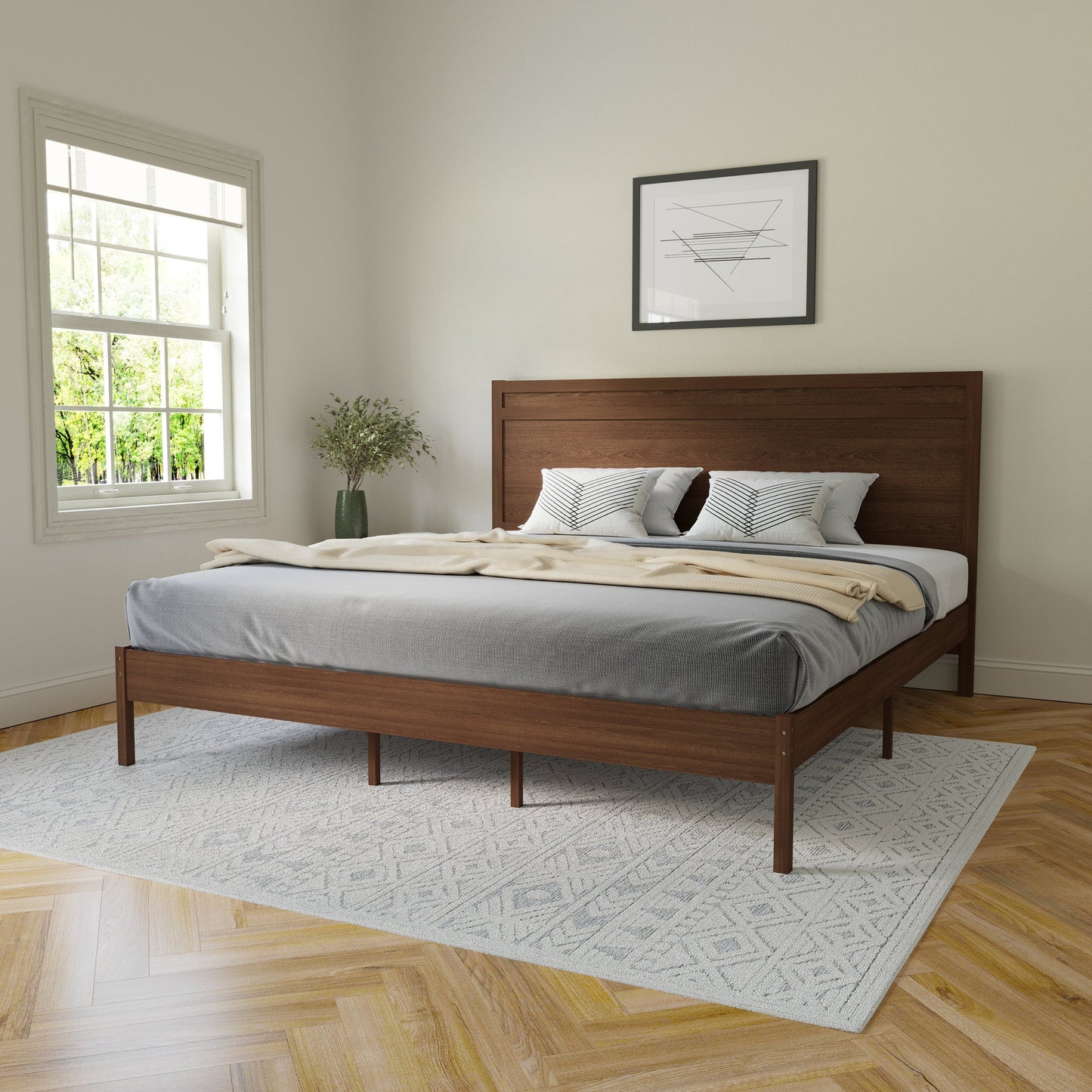 Wooden Platform Bed Collection - Full, King, Queen Sizes Available