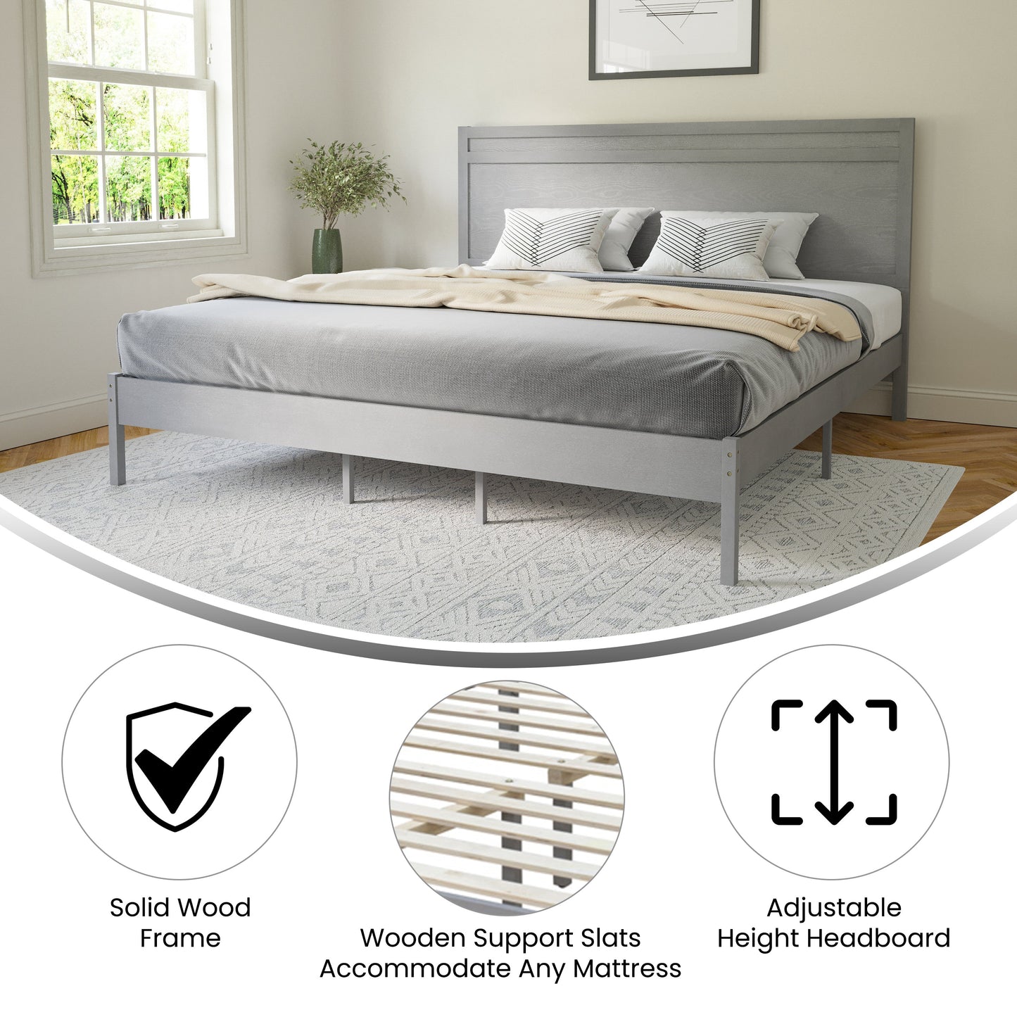 Wooden Platform Bed Collection - Full, King, Queen Sizes Available