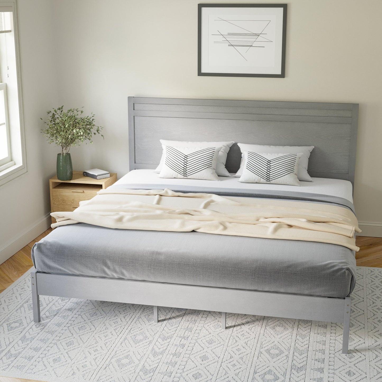 Wooden Platform Bed Collection - Full, King, Queen Sizes Available