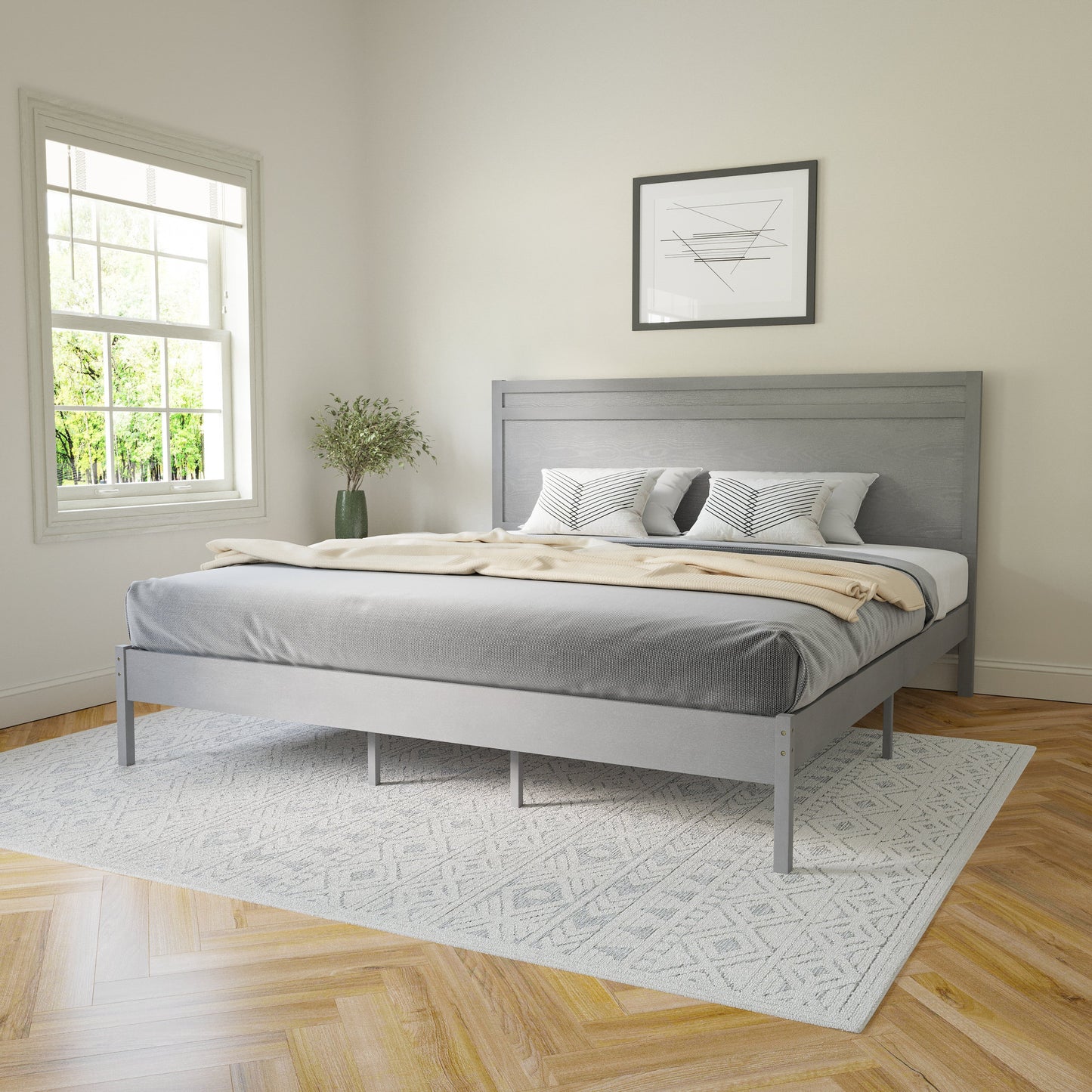 Wooden Platform Bed Collection - Full, King, Queen Sizes Available