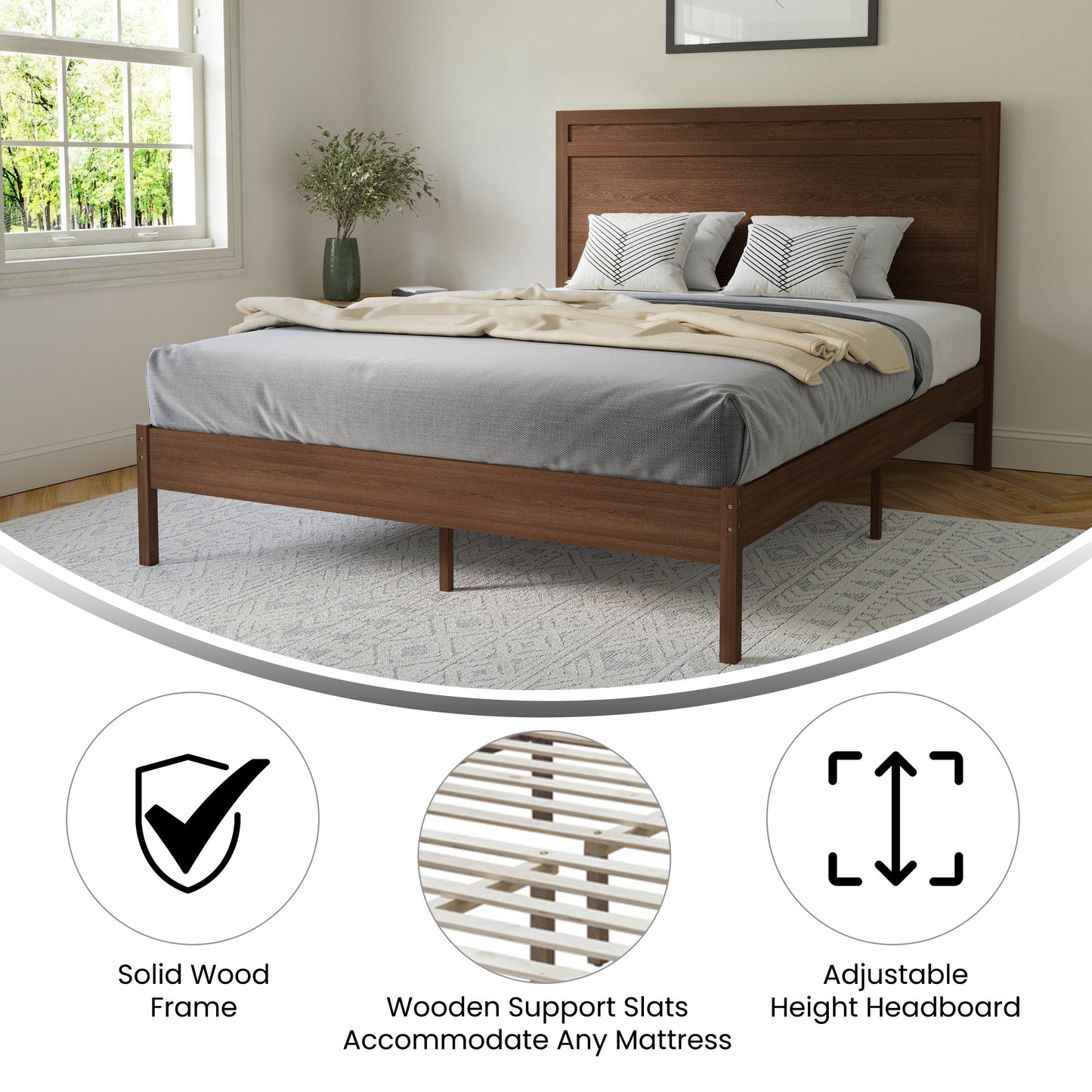 Wooden Platform Bed Collection - Full, King, Queen Sizes Available