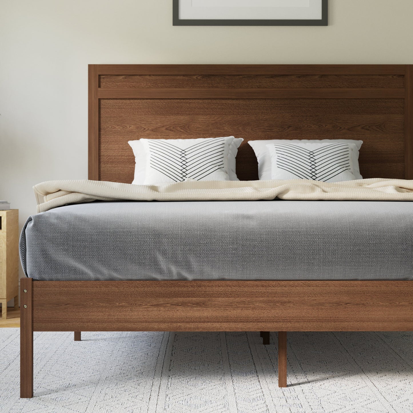 Wooden Platform Bed Collection - Full, King, Queen Sizes Available