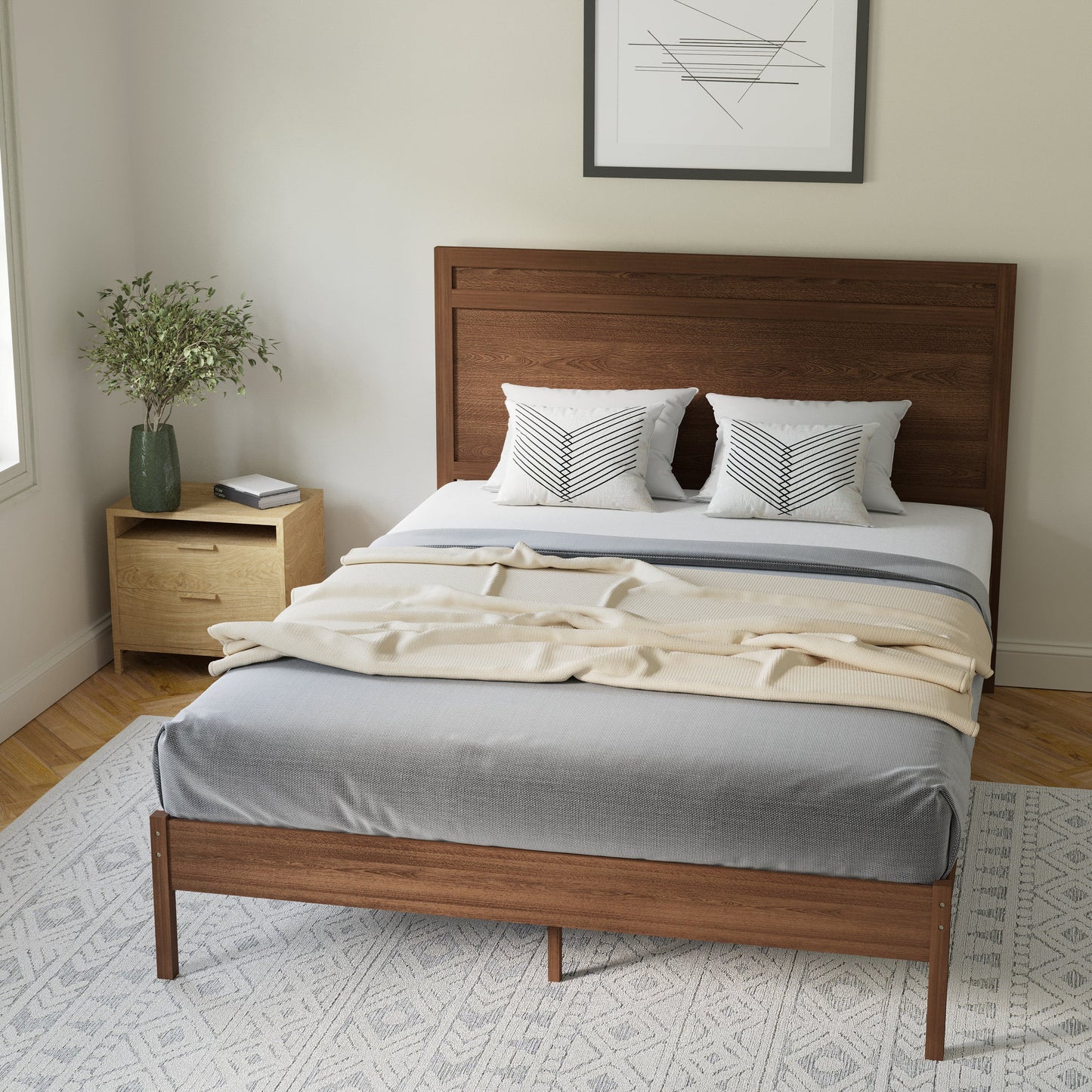 Wooden Platform Bed Collection - Full, King, Queen Sizes Available