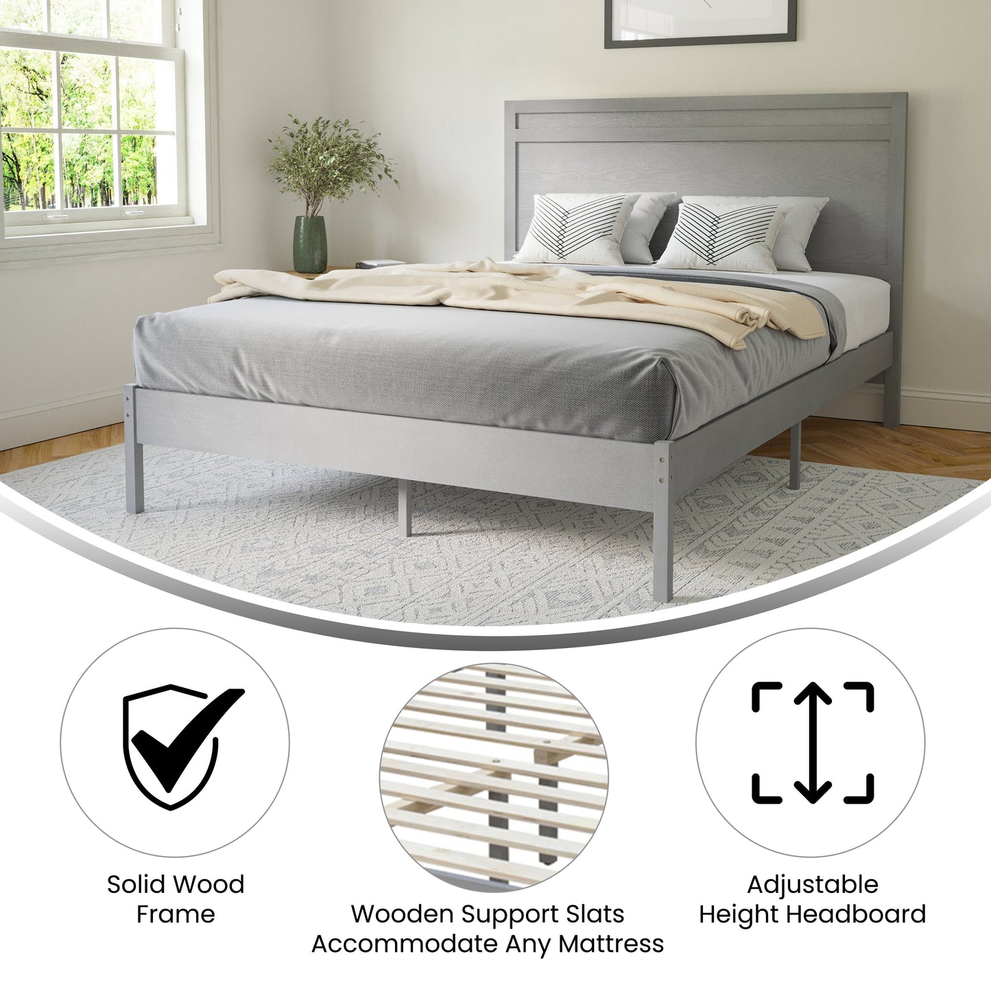 Wooden Platform Bed Collection - Full, King, Queen Sizes Available