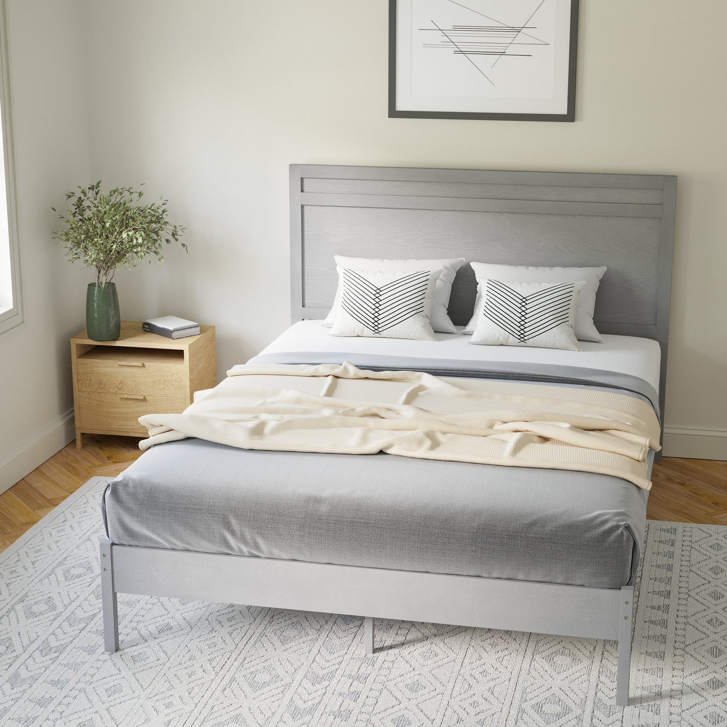 Wooden Platform Bed Collection - Full, King, Queen Sizes Available