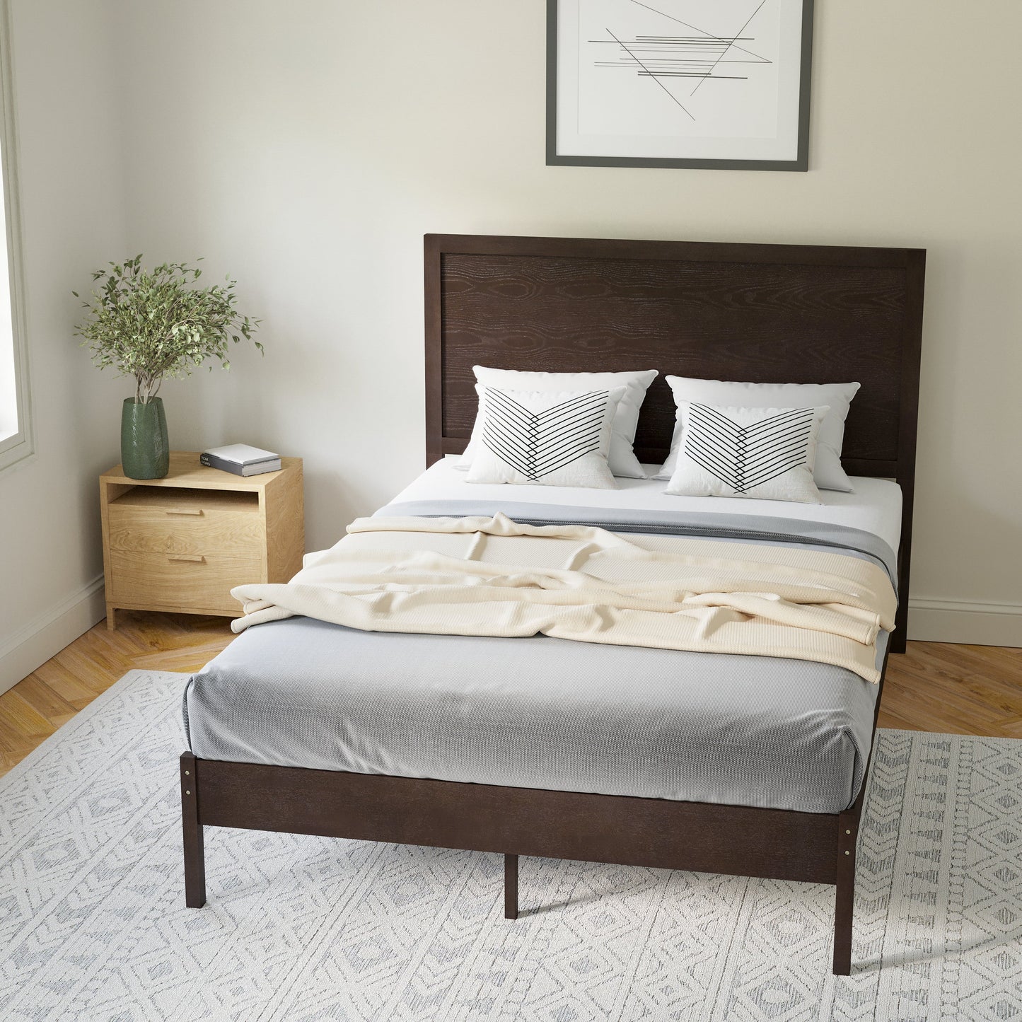 Wooden Platform Bed Collection - Full, King, Queen Sizes Available