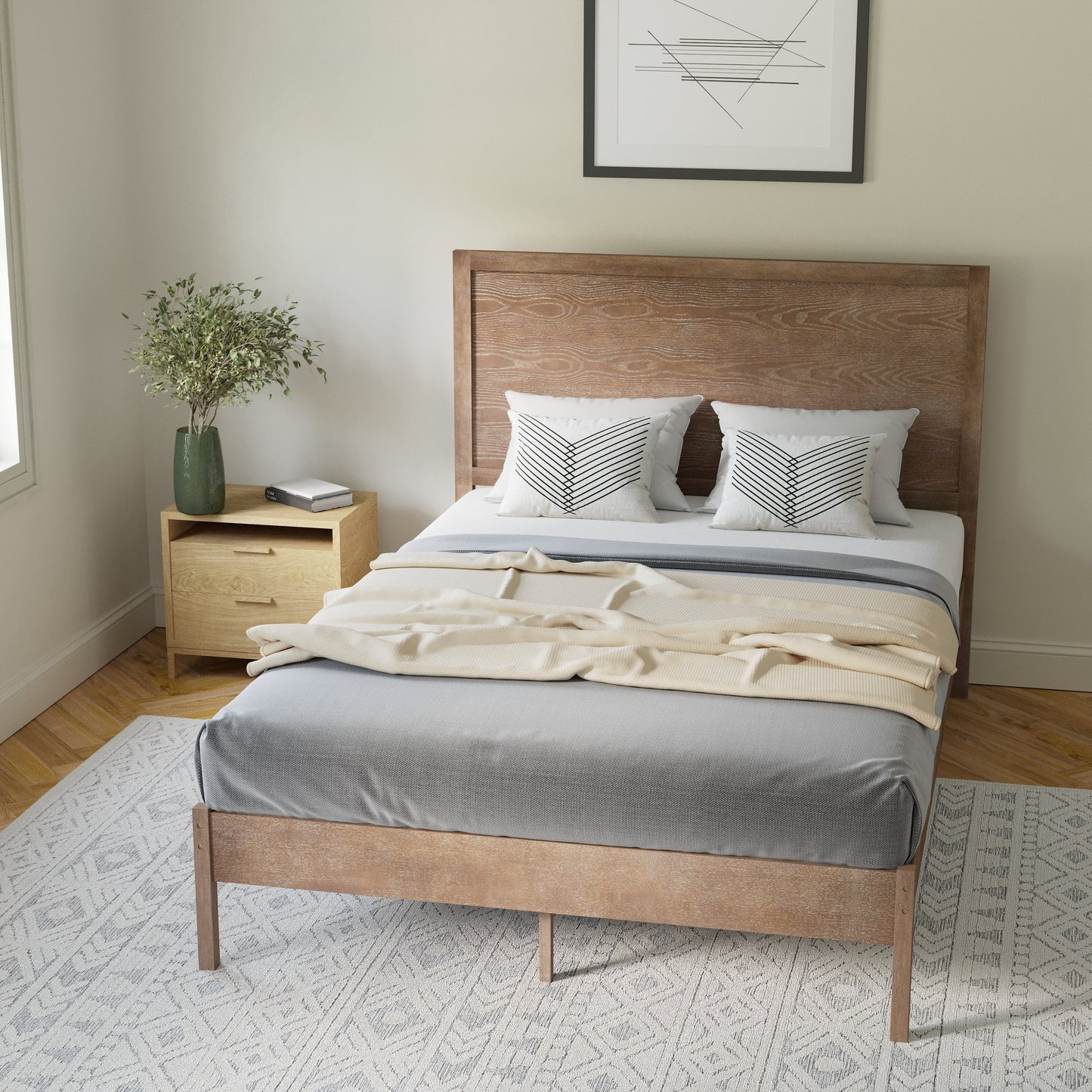 Wooden Platform Bed Collection - Full, King, Queen Sizes Available