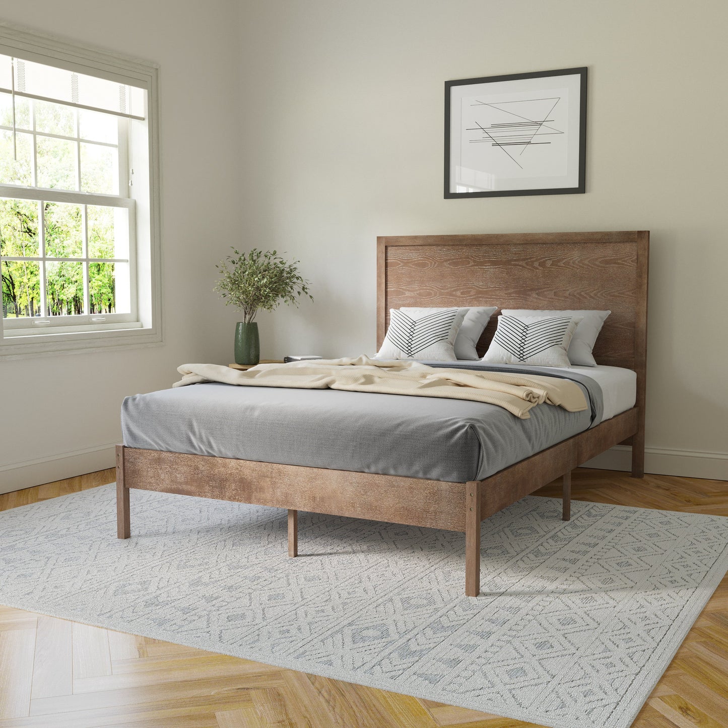 Wooden Platform Bed Collection - Full, King, Queen Sizes Available