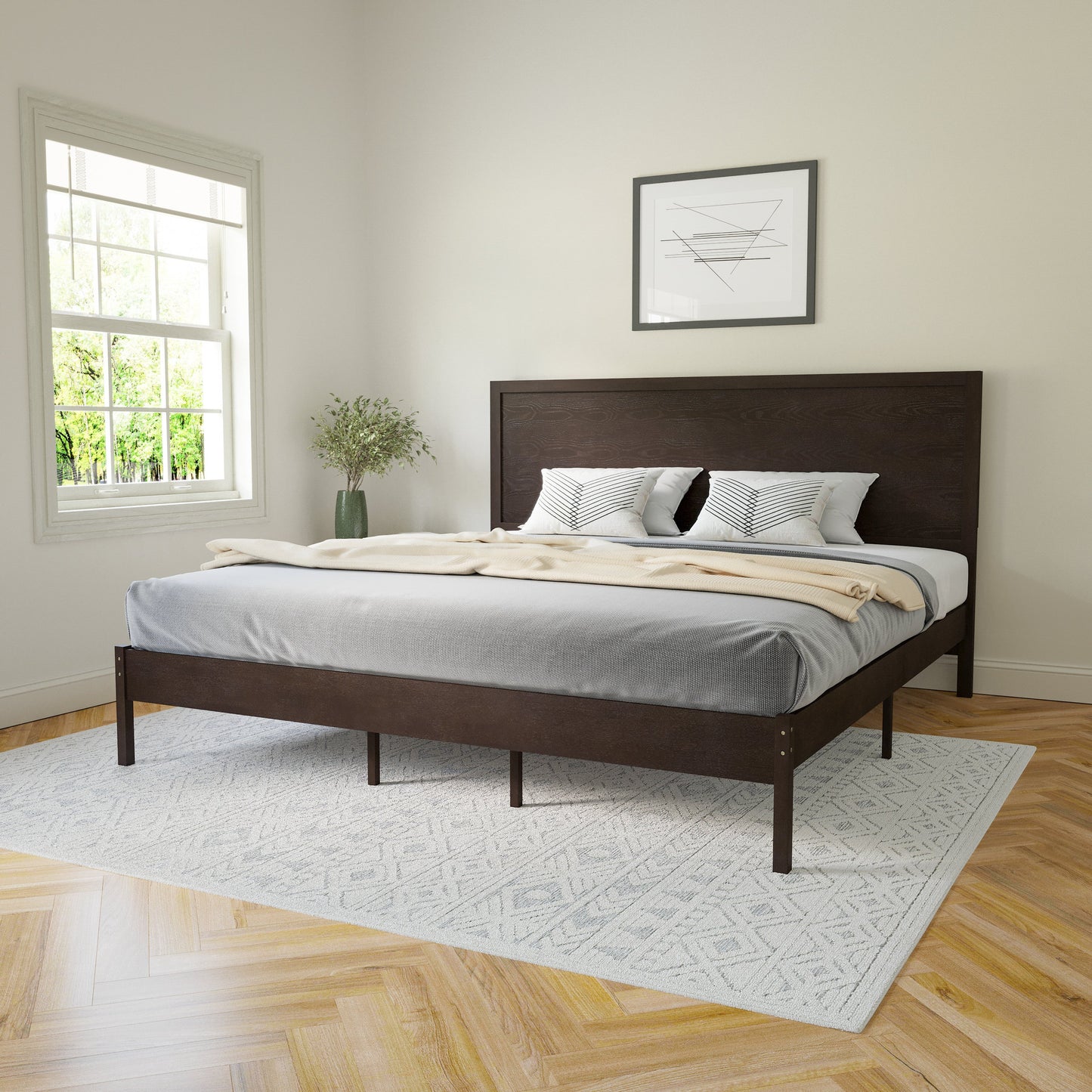 Wooden Platform Bed Collection - Full, King, Queen Sizes Available