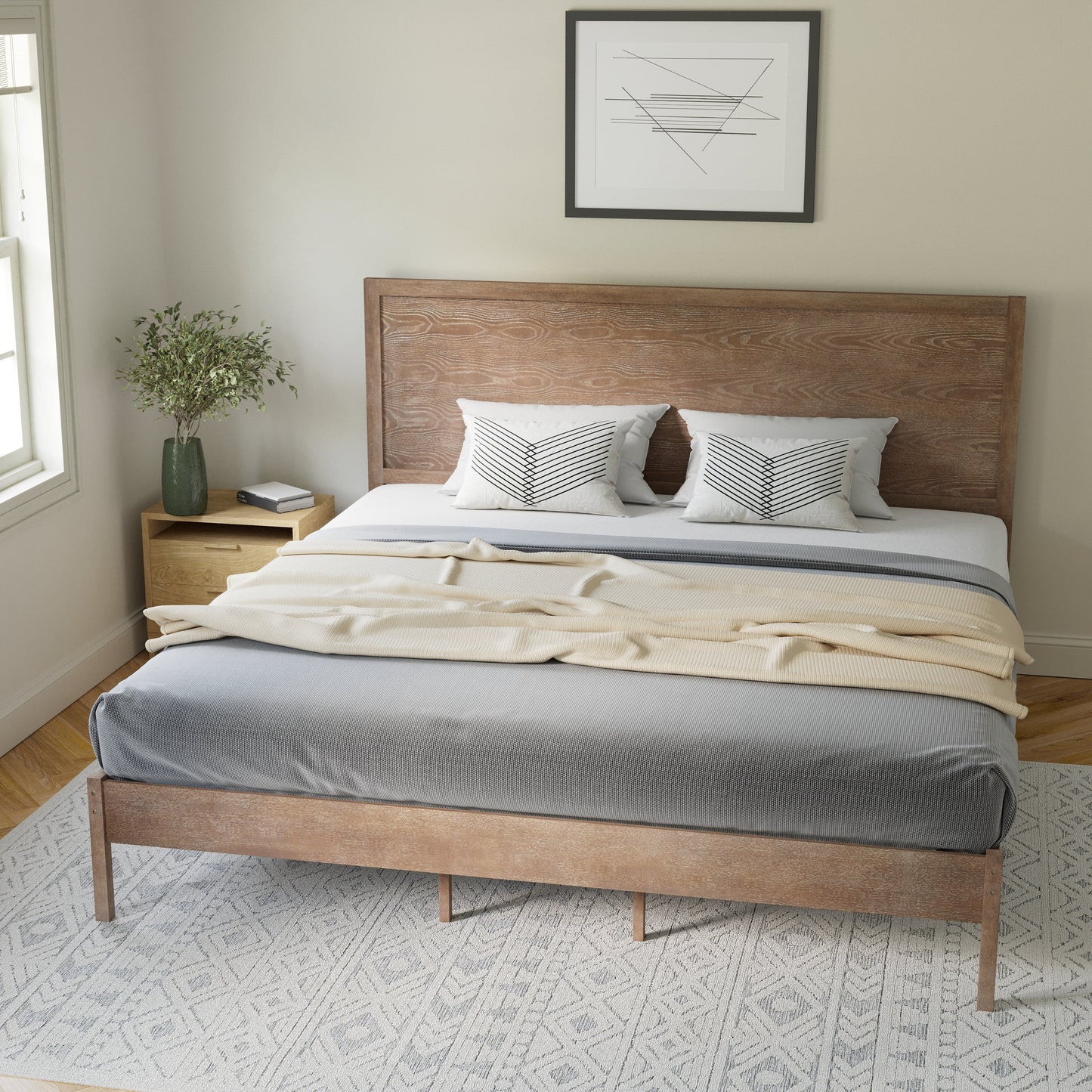 Wooden Platform Bed Collection - Full, King, Queen Sizes Available
