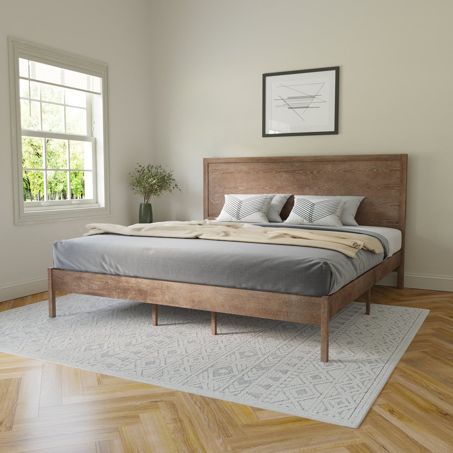 Wooden Platform Bed Collection - Full, King, Queen Sizes Available