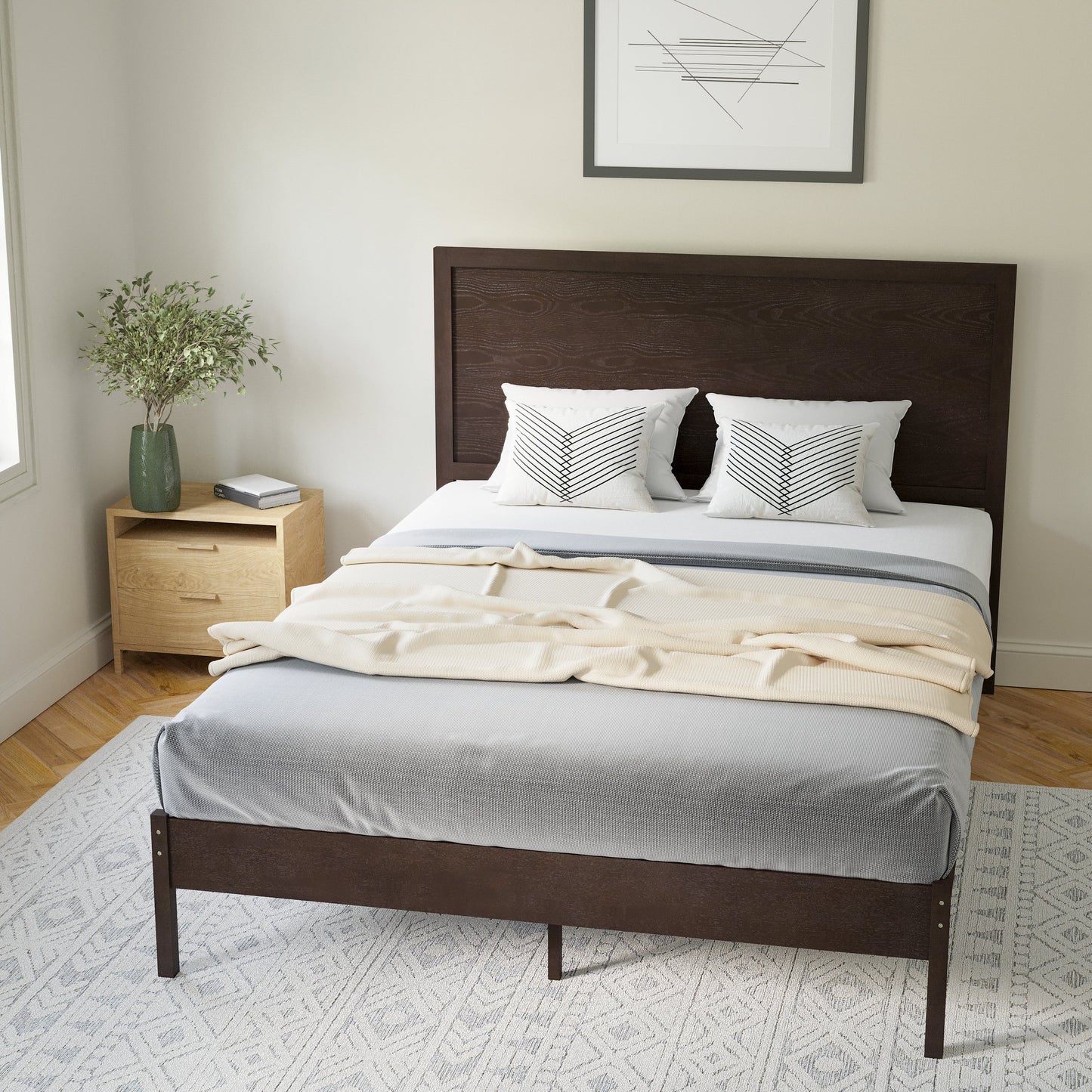 Wooden Platform Bed Collection - Full, King, Queen Sizes Available