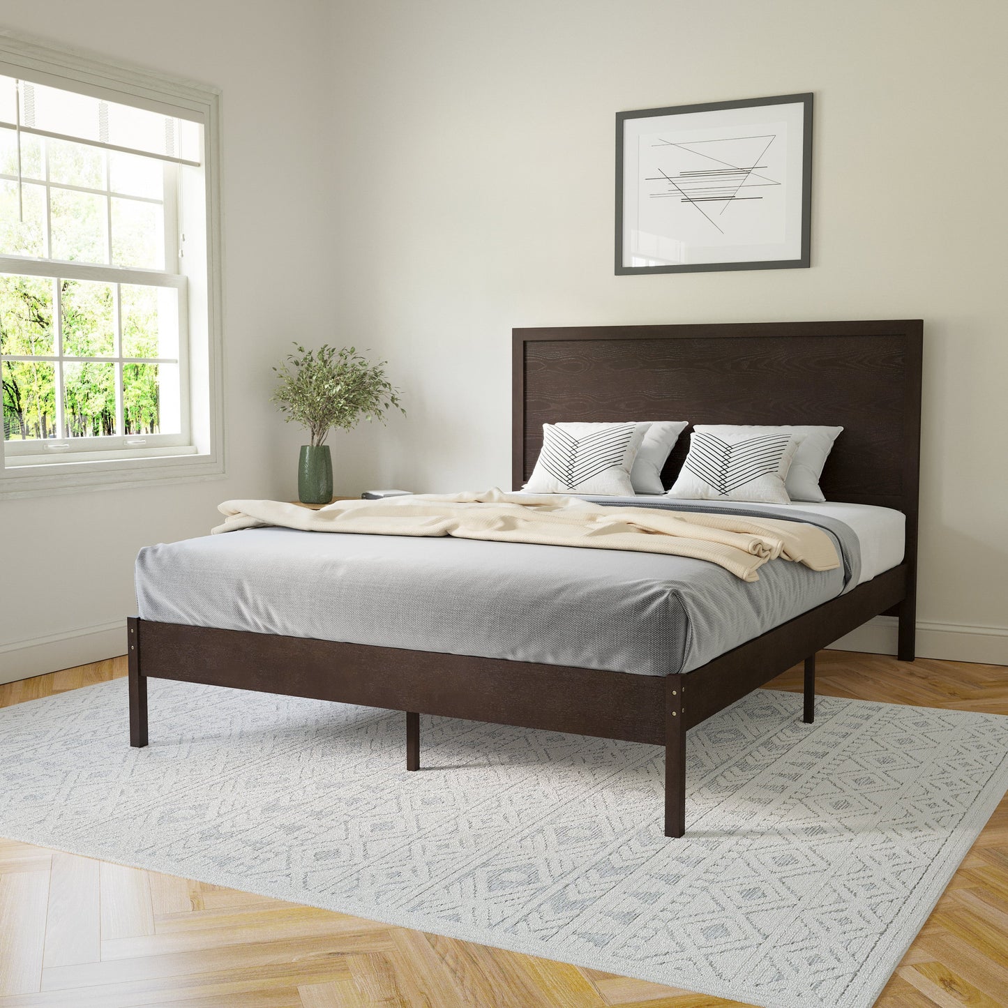 Wooden Platform Bed Collection - Full, King, Queen Sizes Available