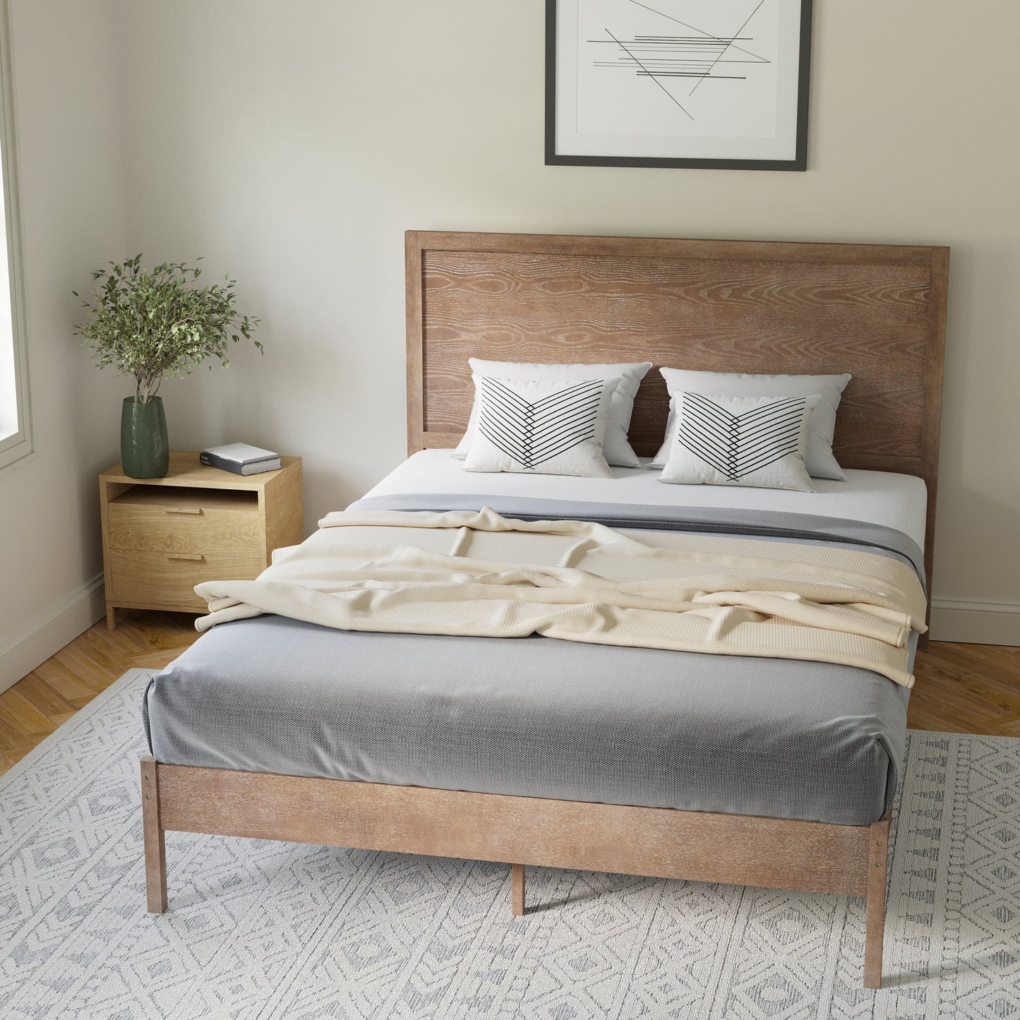 Wooden Platform Bed Collection - Full, King, Queen Sizes Available