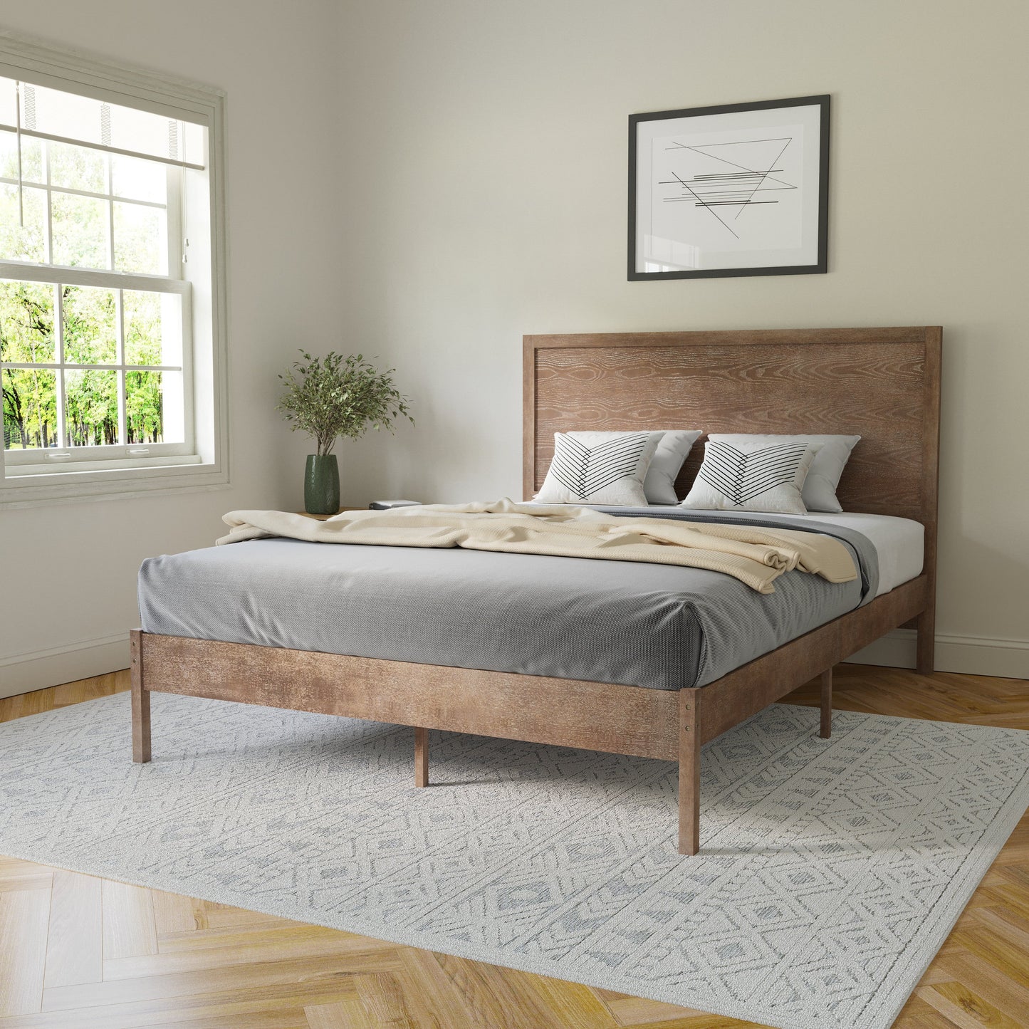 Wooden Platform Bed Collection - Full, King, Queen Sizes Available