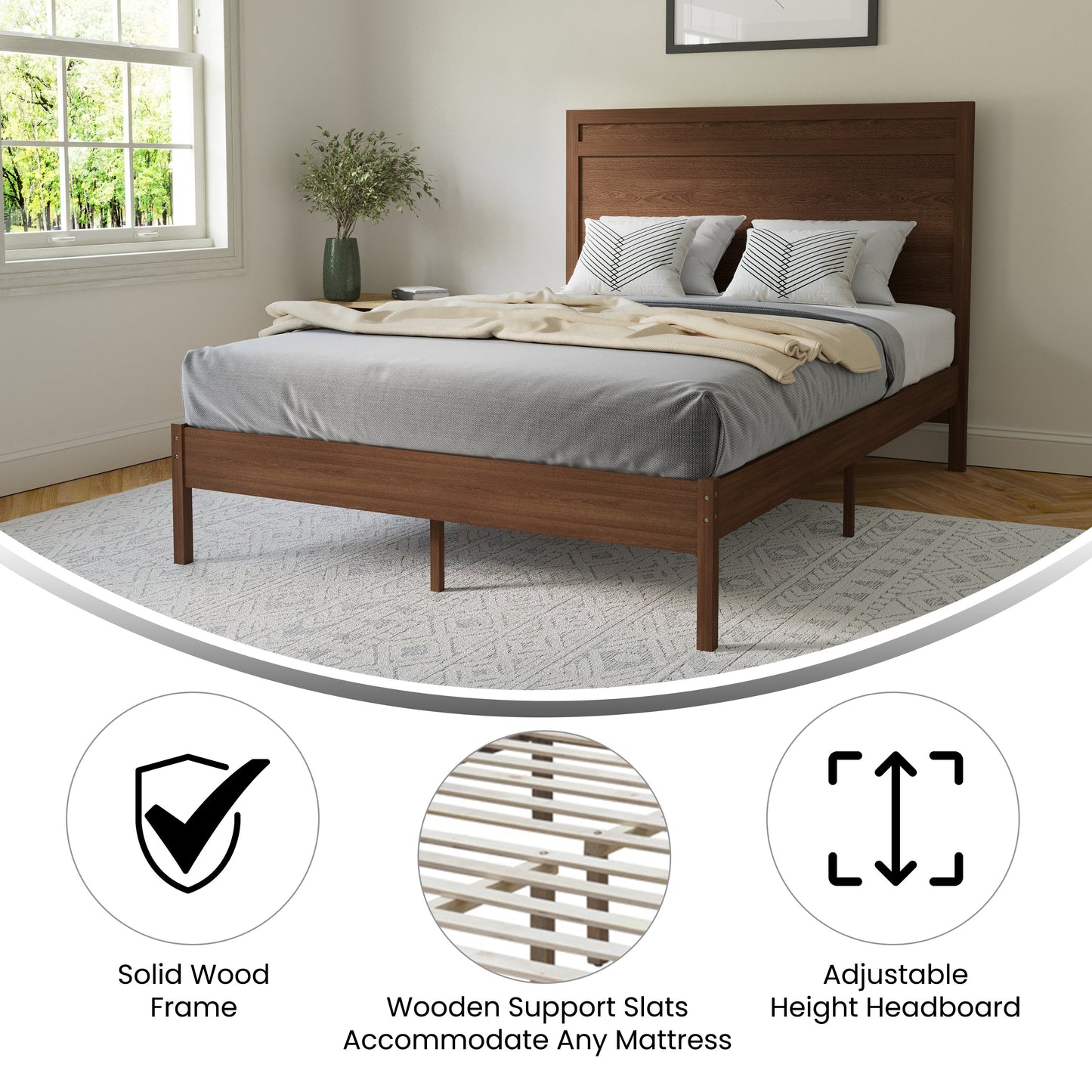 Wooden Platform Bed Collection - Full, King, Queen Sizes Available