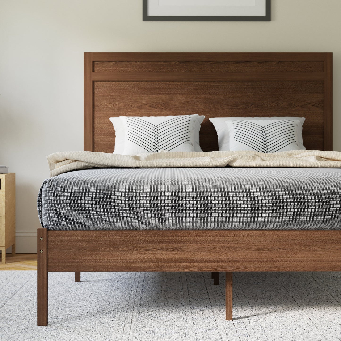 Wooden Platform Bed Collection - Full, King, Queen Sizes Available