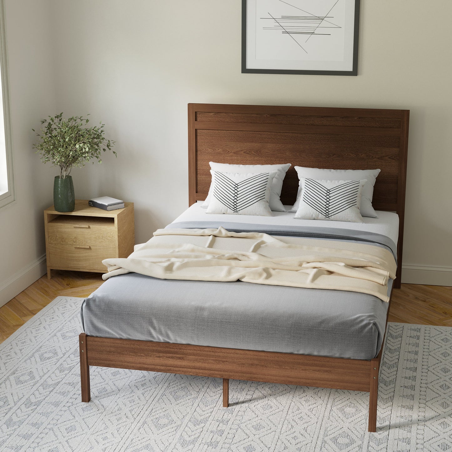 Wooden Platform Bed Collection - Full, King, Queen Sizes Available