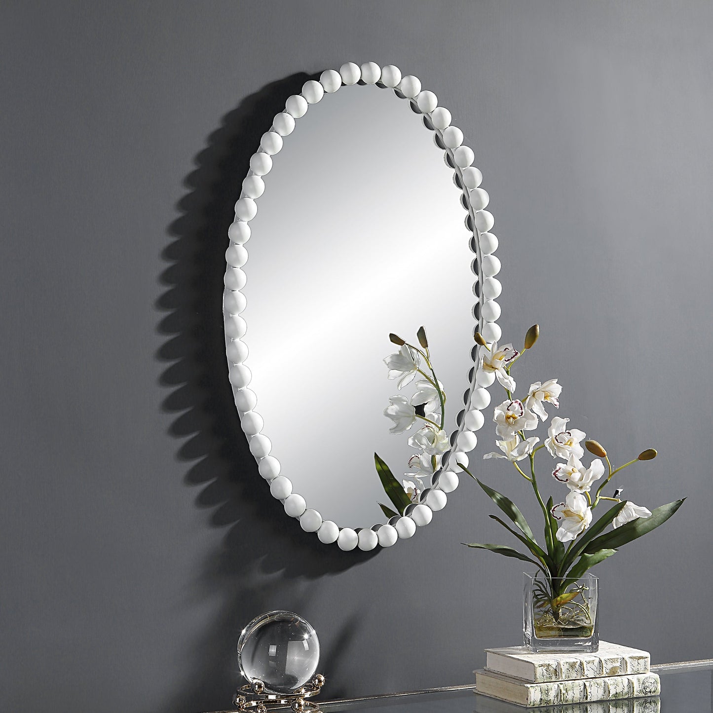 Uttermost Serna White Oval Mirror