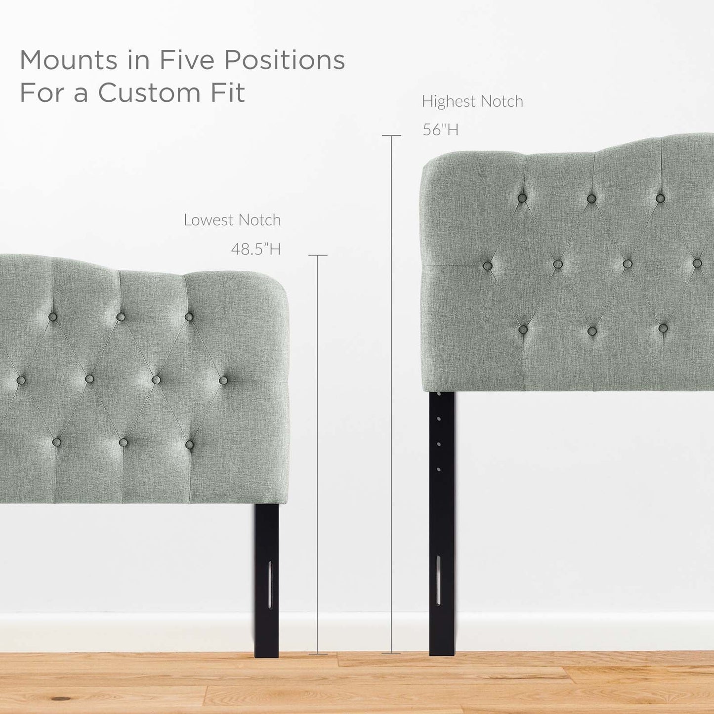 Annabel Queen Upholstered Fabric Headboard Gray MOD-5154-GRY