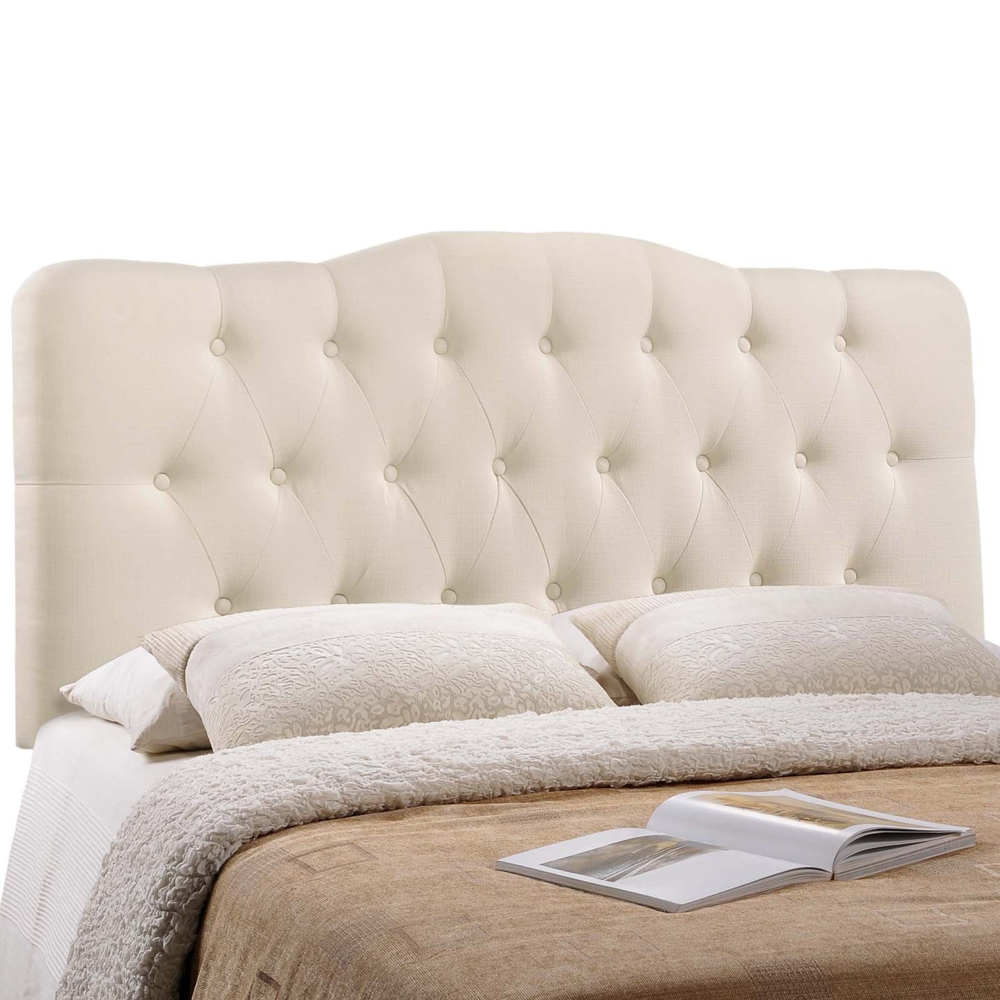 Annabel Full Upholstered Fabric Headboard Ivory MOD-5156-IVO