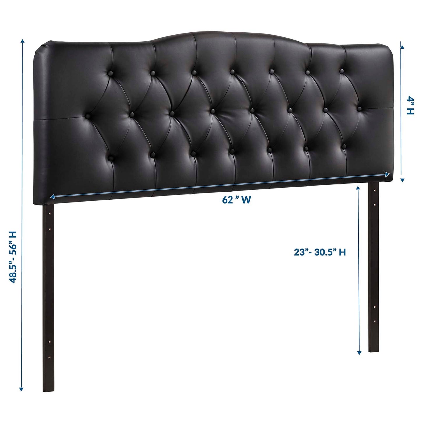 Annabel King Upholstered Vinyl Headboard Black MOD-5159-BLK