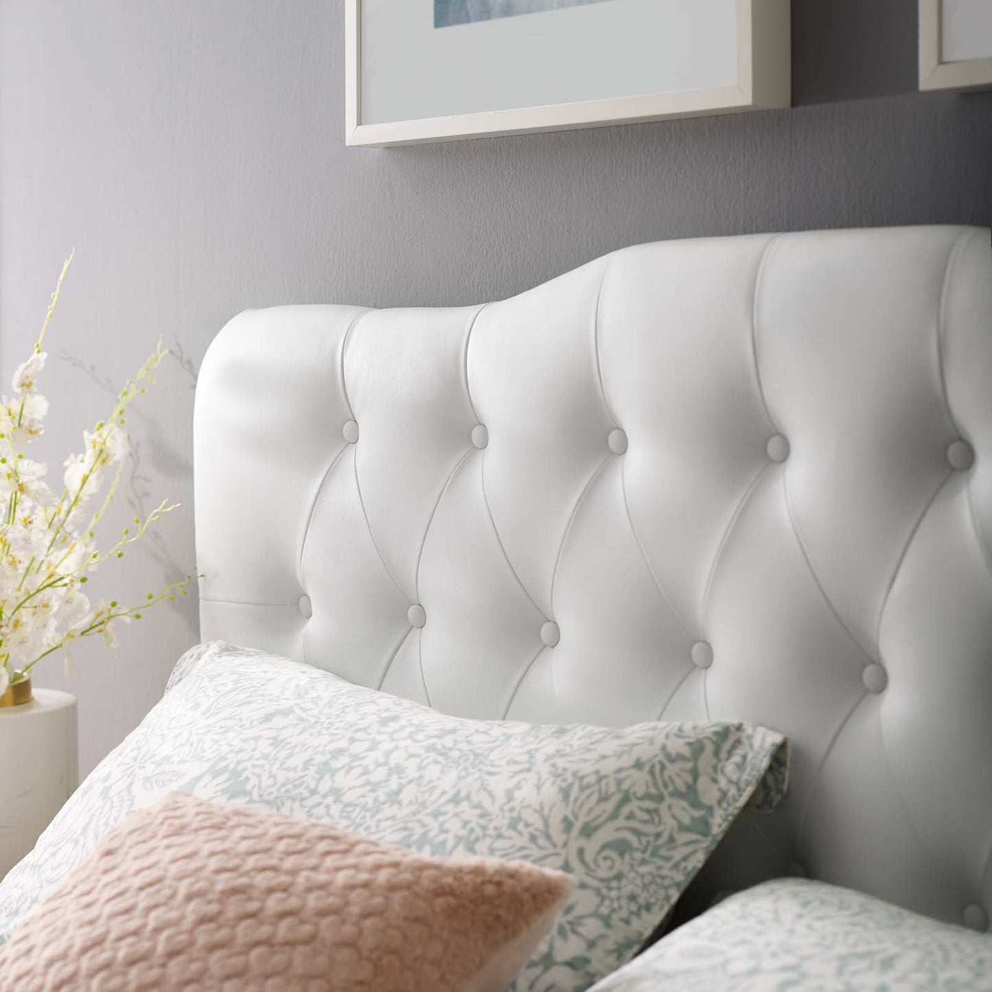 Annabel King Upholstered Vinyl Headboard White MOD-5159-WHI