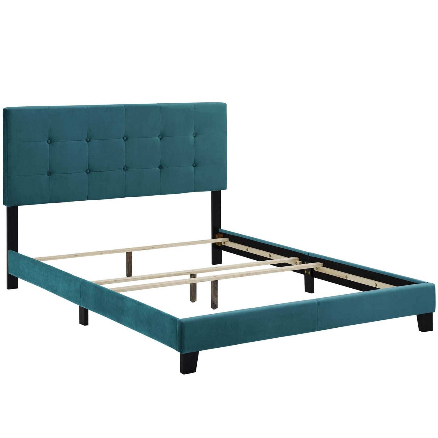 Amira Full Performance Velvet Bed Sea Blue MOD-5859-SEA