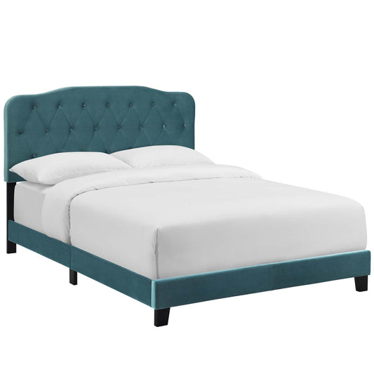 Amelia Queen Performance Velvet Bed Sea Blue MOD-5864-SEA