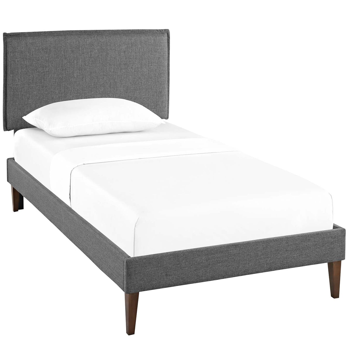 Amaris Twin Fabric Platform Bed with Squared Tapered Legs Gray MOD-5906-GRY